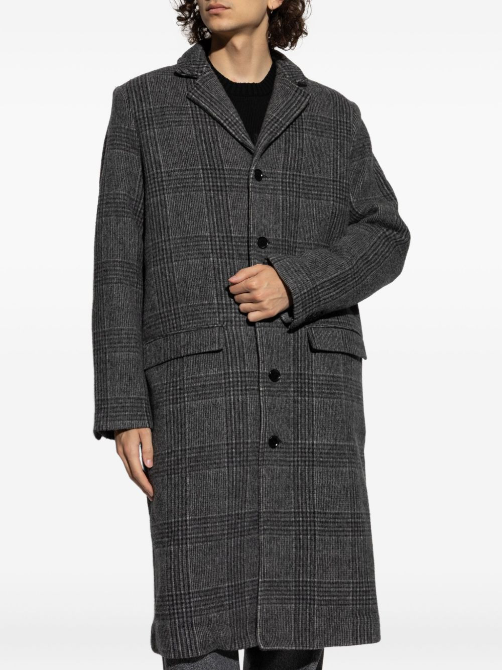 checked wool coat - 3