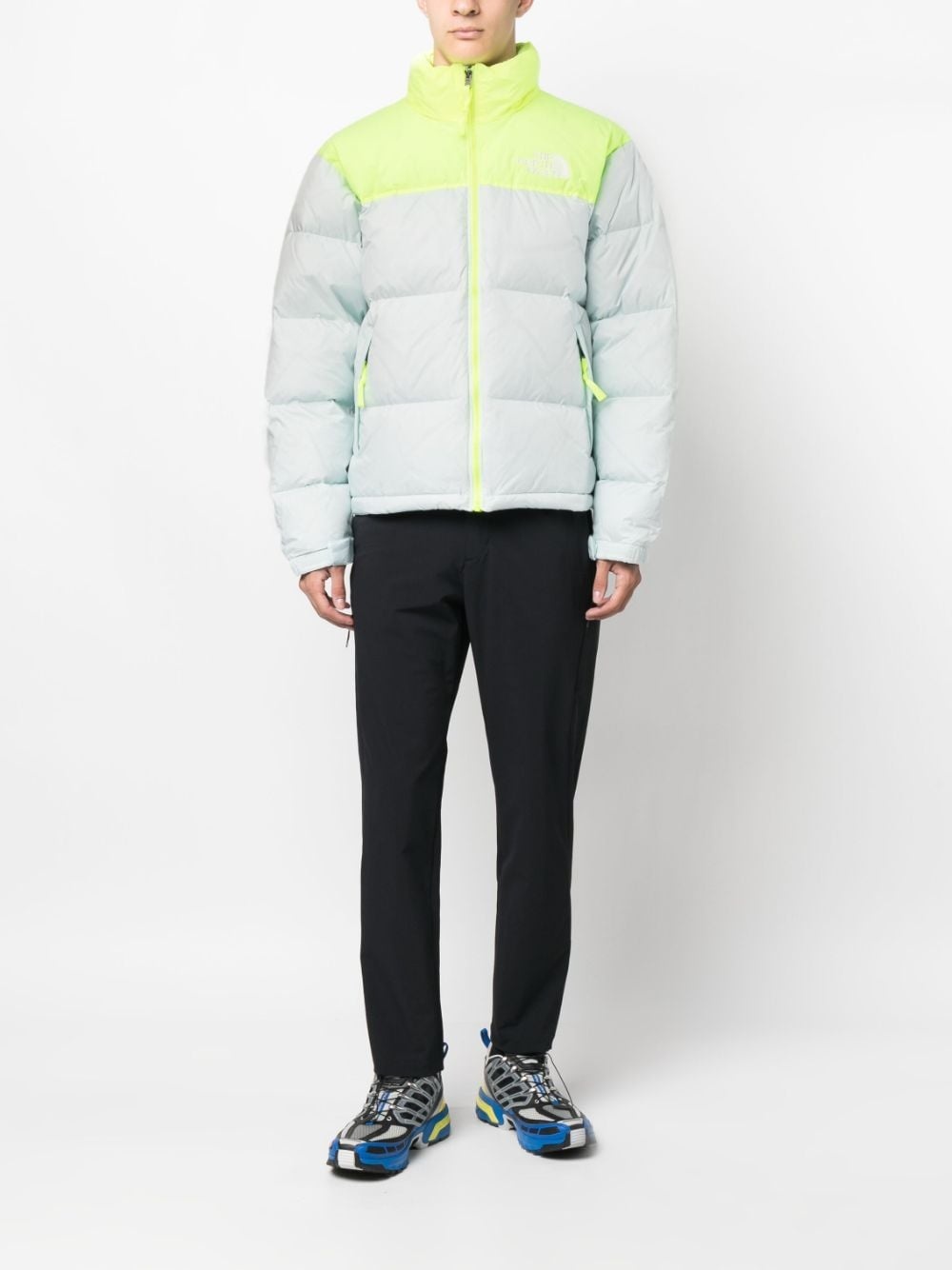 two-tone logo-print puffer jacket - 2