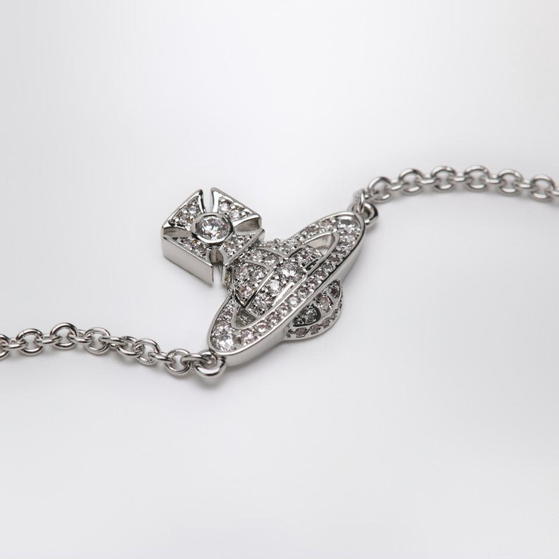 Vivienne Westwood Platinum Orb Logo Bracelet With Crystals Women - 2