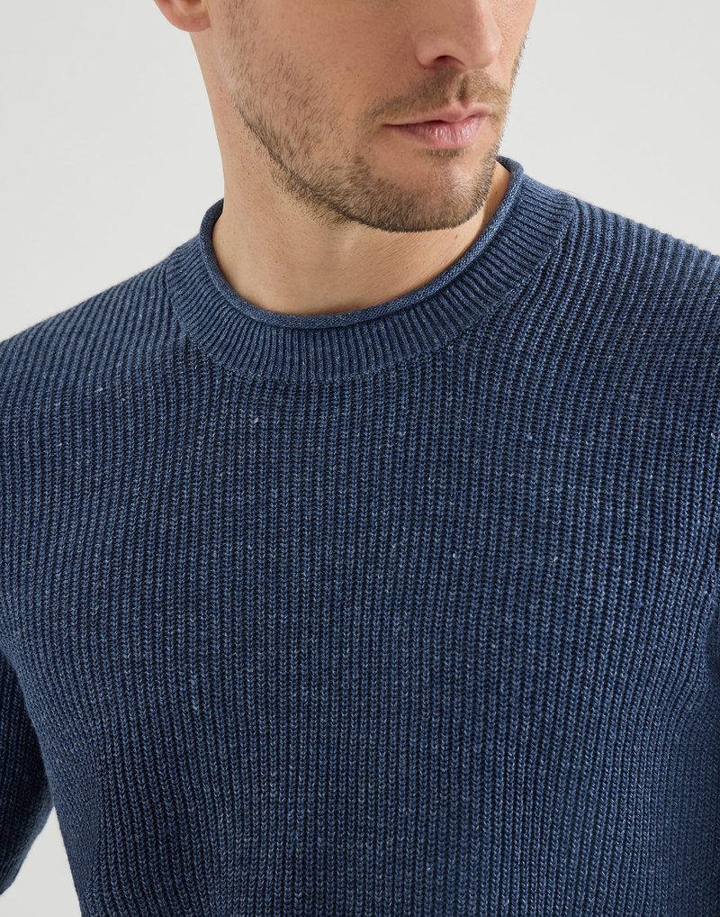 Linen and cotton half English rib knit t-shirt 4