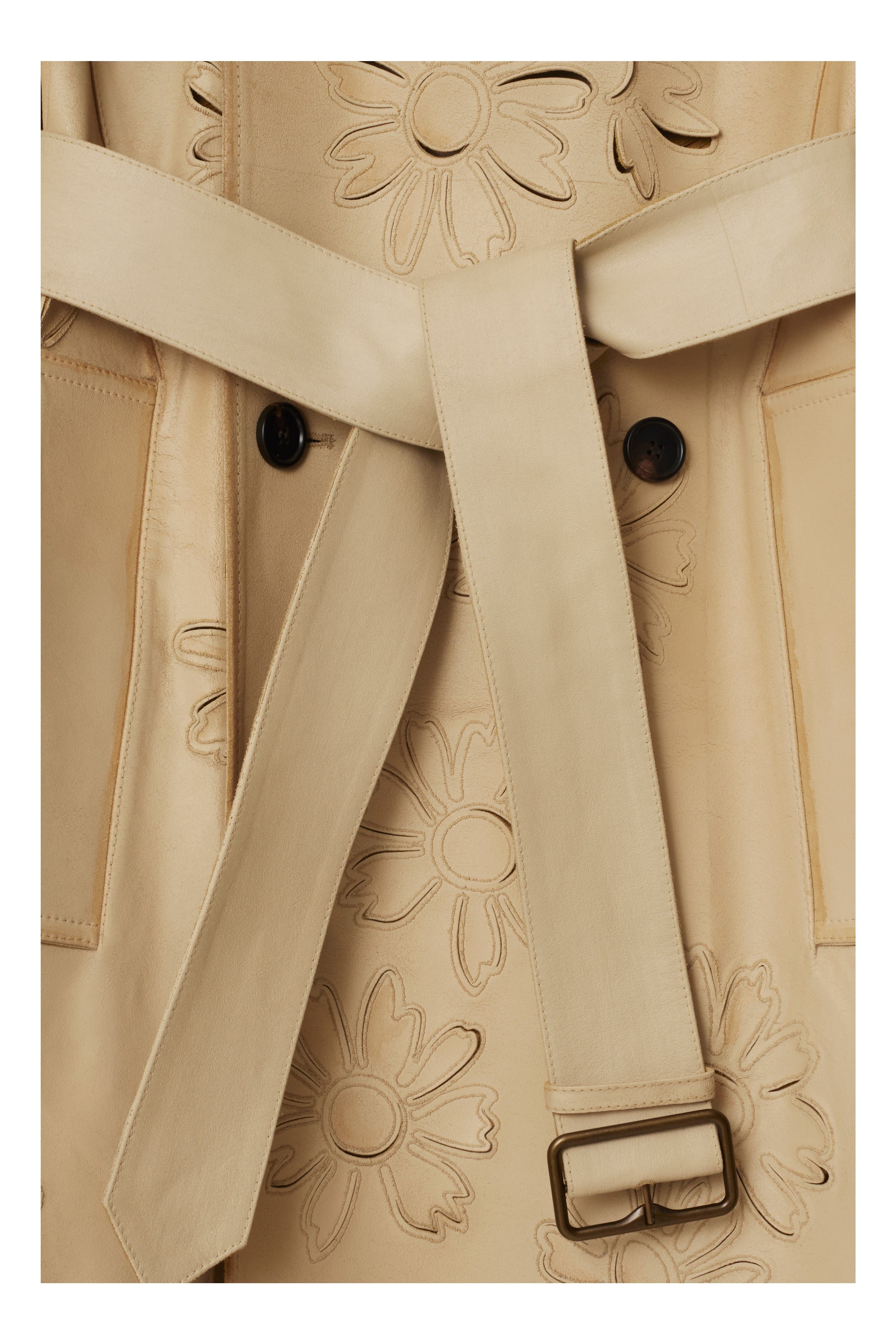 burberry Long Cutout Daisy Suede Trench Coat in Tan at Nordstrom - 5