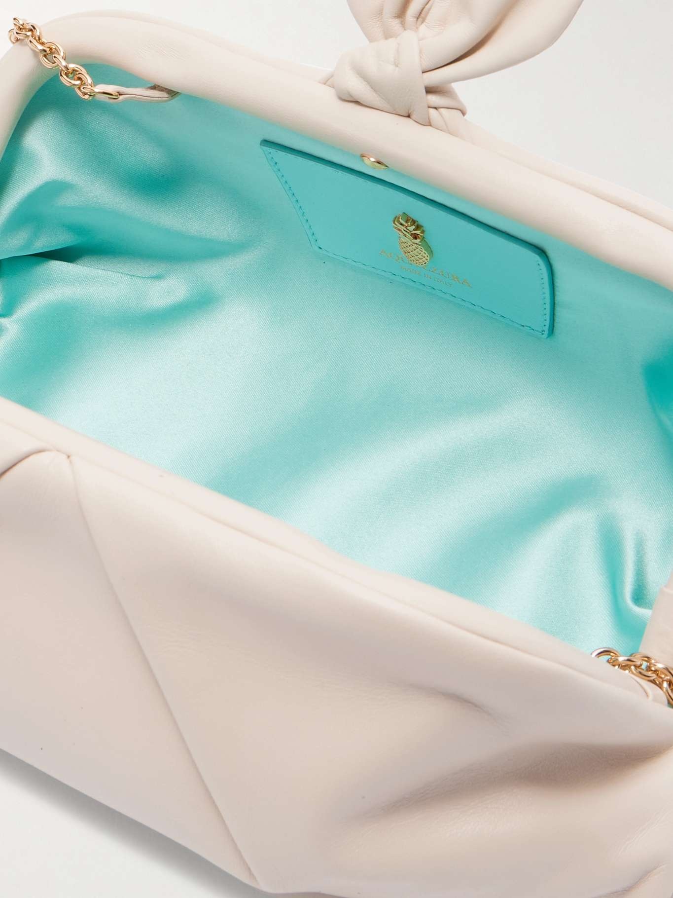 Bow-detailed leather clutch Ivory - 5
