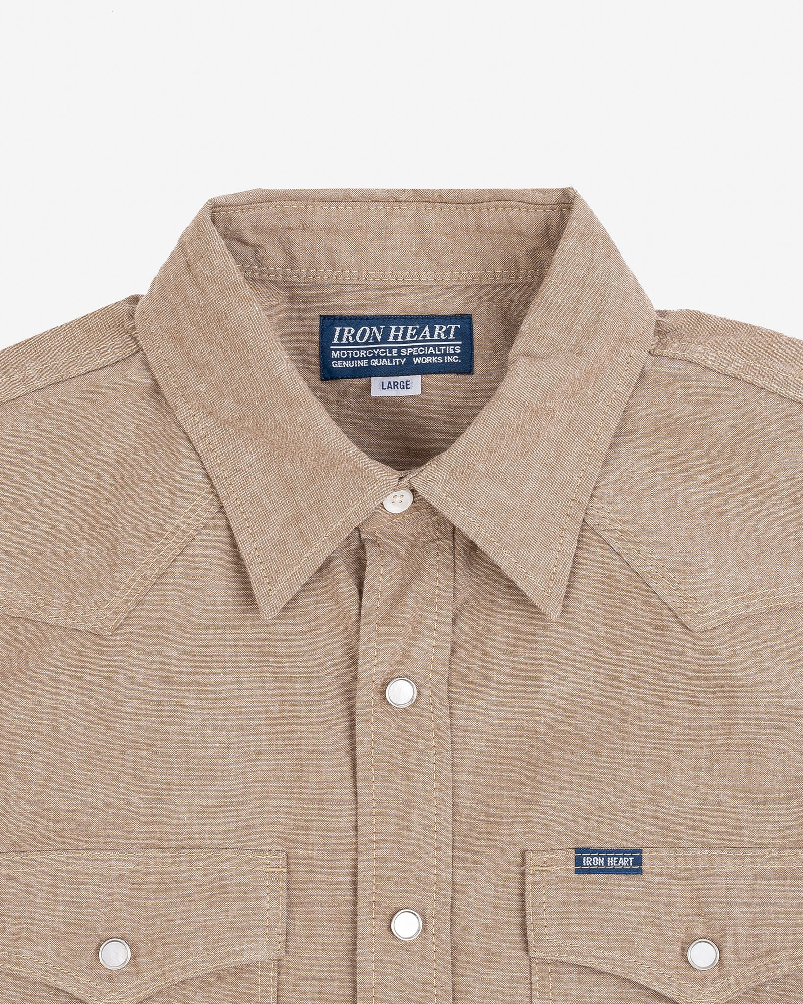 IHSH-315-KHA 10oz Selvedge Chambray Western Shirt - Khaki - 7