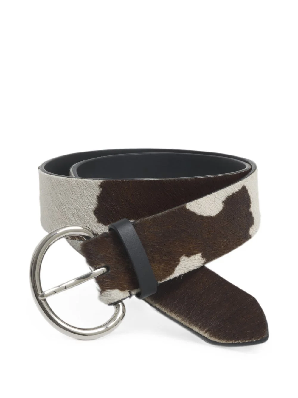 white and brown cow-pony hair belt - 1