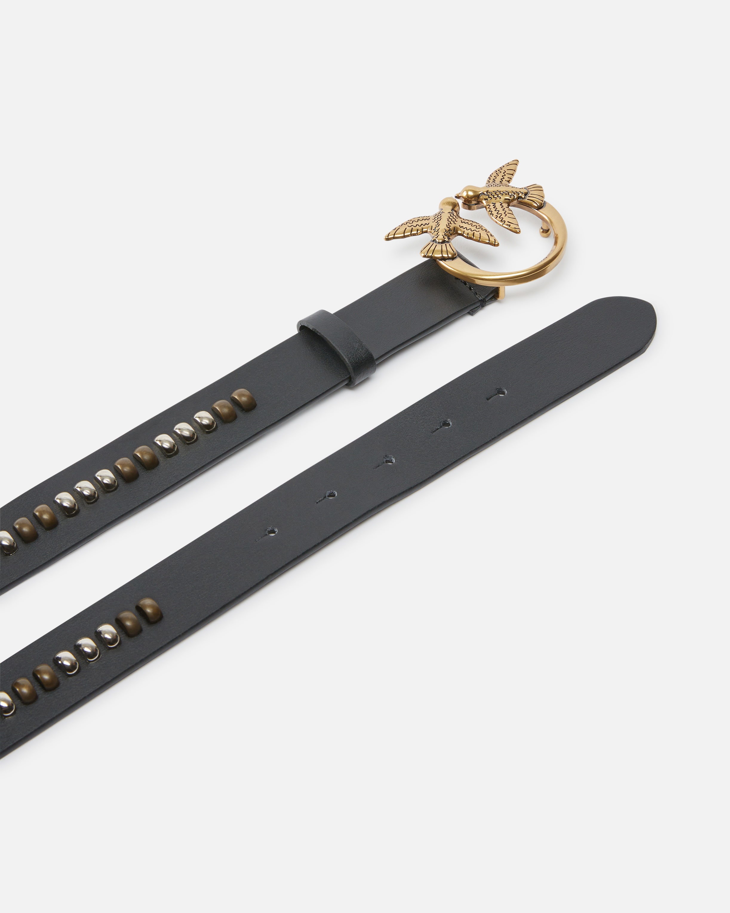 LEATHER BELT WITH STUDDED BIRDS BUCKLE - 3