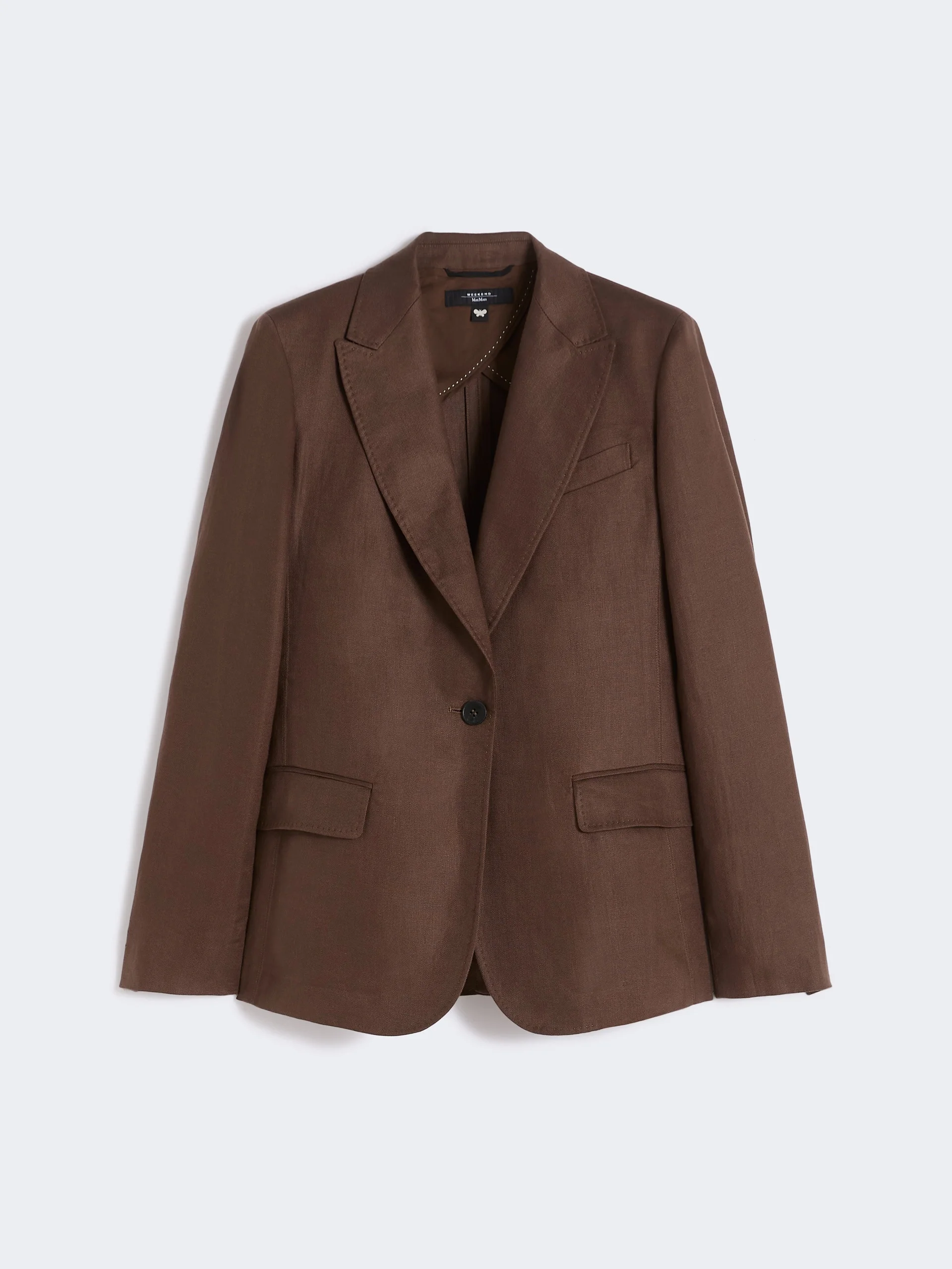 Linen canvas blazer - CHOCOLATE - 1