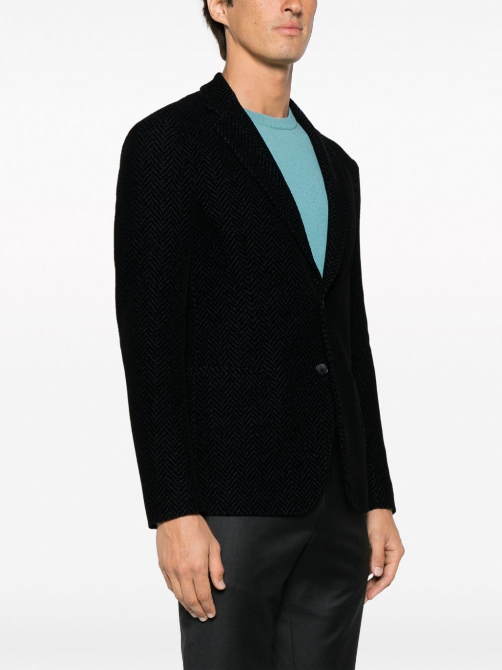 textured-finish notched-lapels blazer - 3