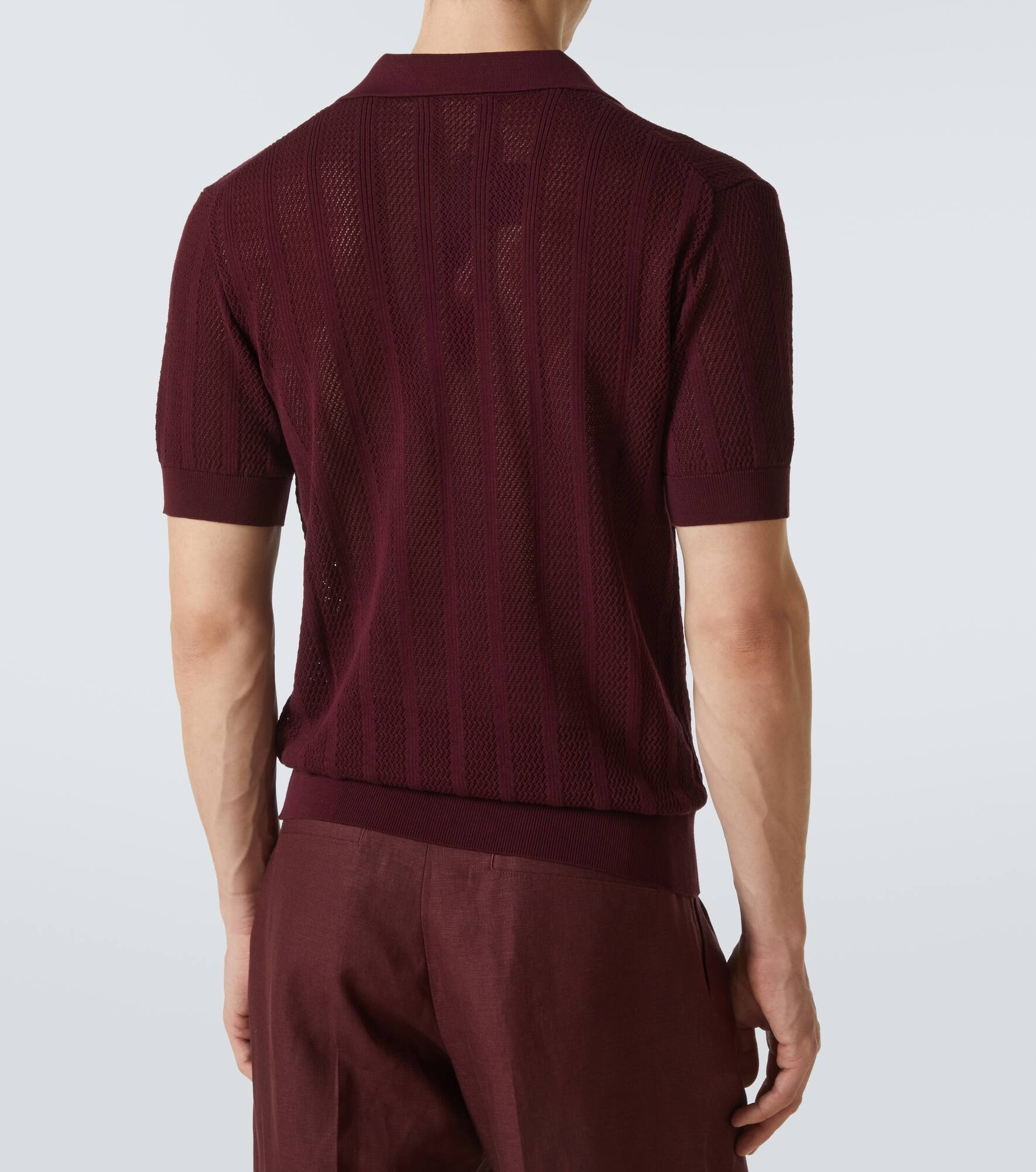 Ribbed-knit cotton polo shirt - 4