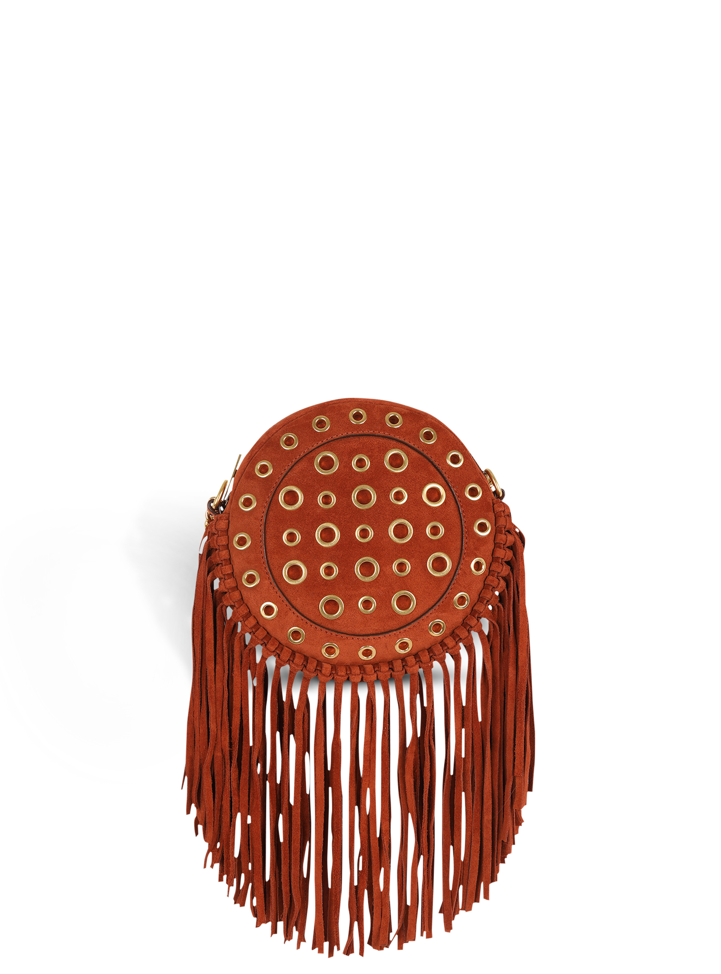 Balmain x Netflix -Fringed suede round Disco bag - 1