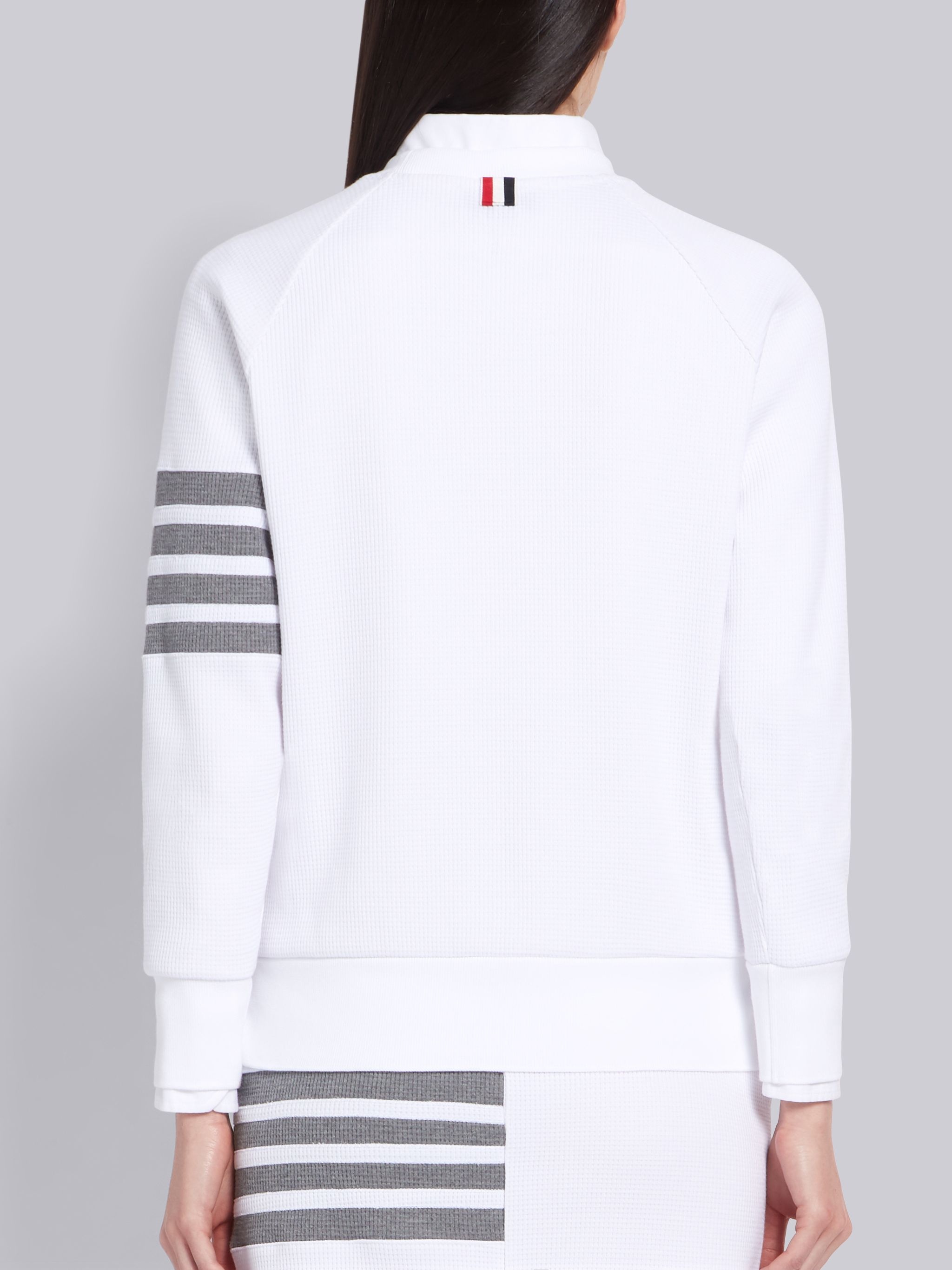 White Waffle Crewneck 4-Bar Sweatshirt - 3