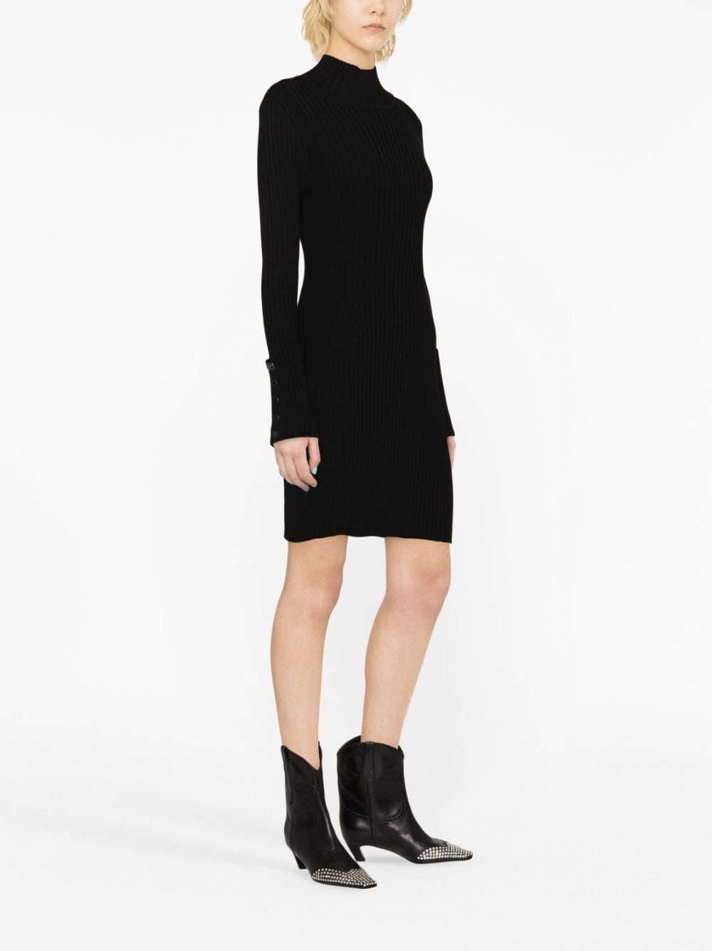 high-neck ribbed-knit minidress - 3