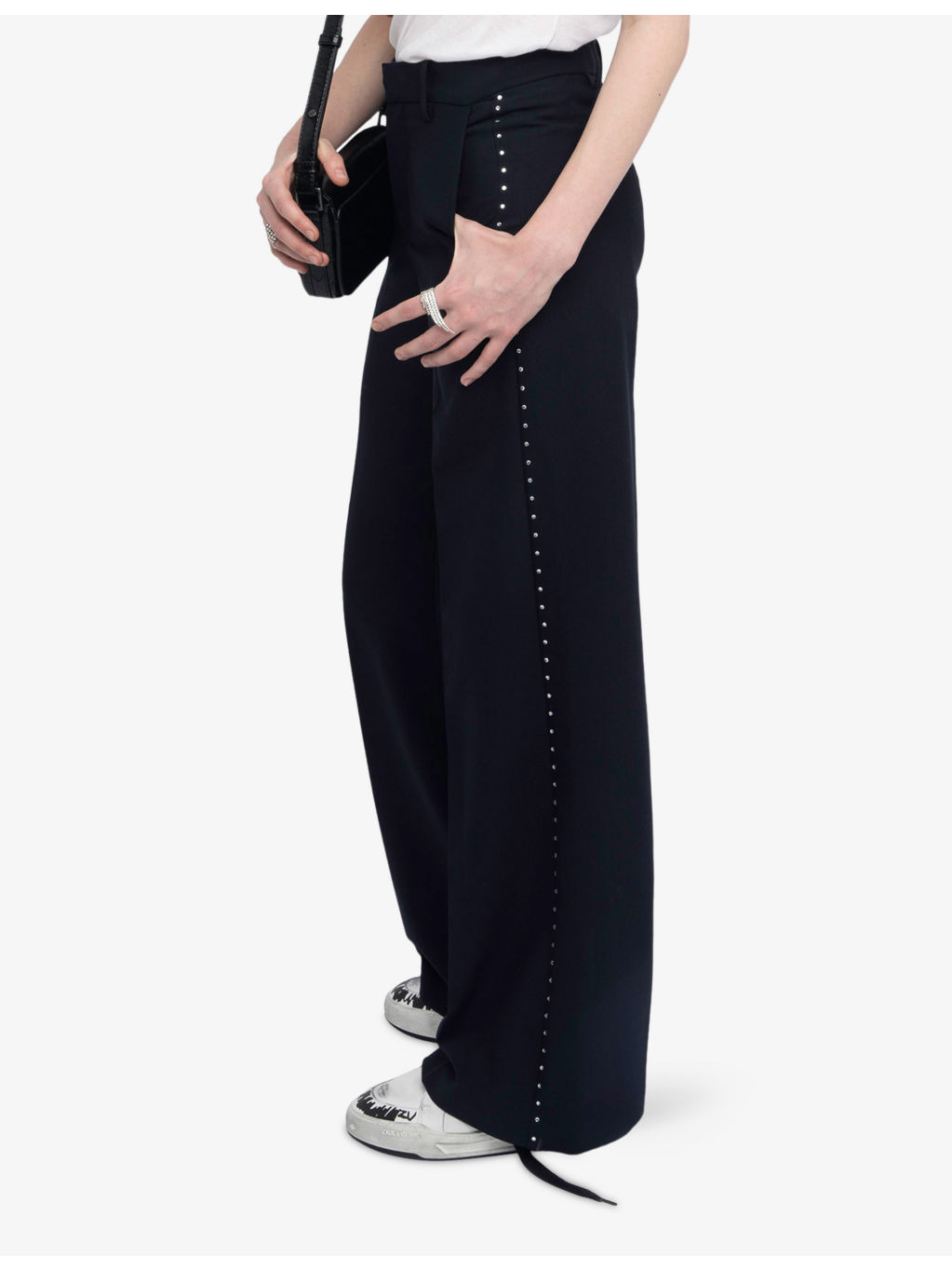 Panol Rhinestone-Embellished Wide-Leg High-Rise Stretch-Woven Trousers - 3