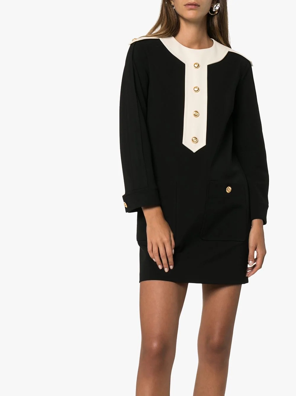 button-embellished shift mini dress - 3