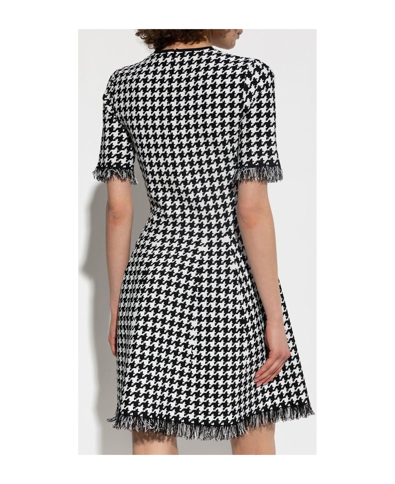 Houndstooth Frayed-edge Mini Dress - 3