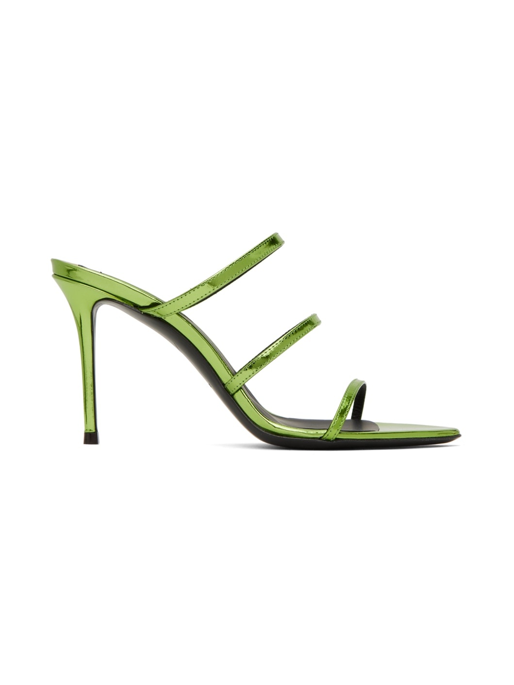 Green Metallic Heeled Sandals - 1