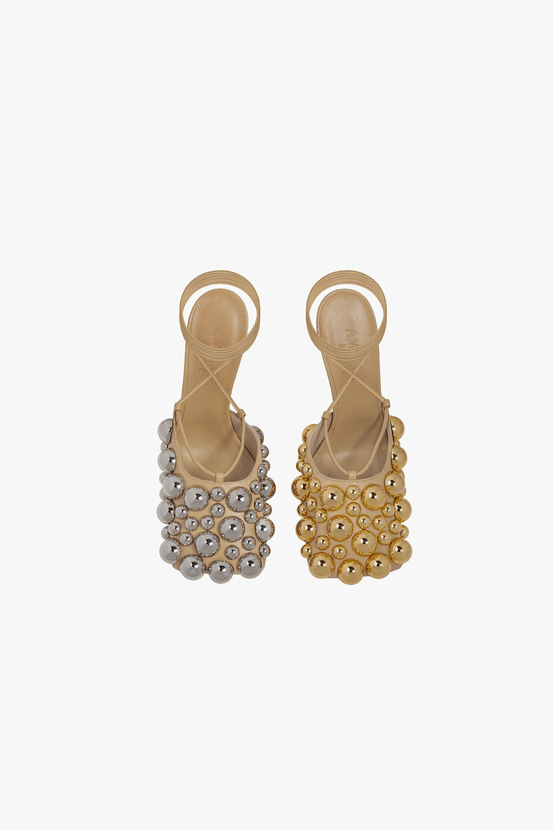 URSULA EVENING EMBELLISHED SHOES BEIGE SILVER GOLD 5