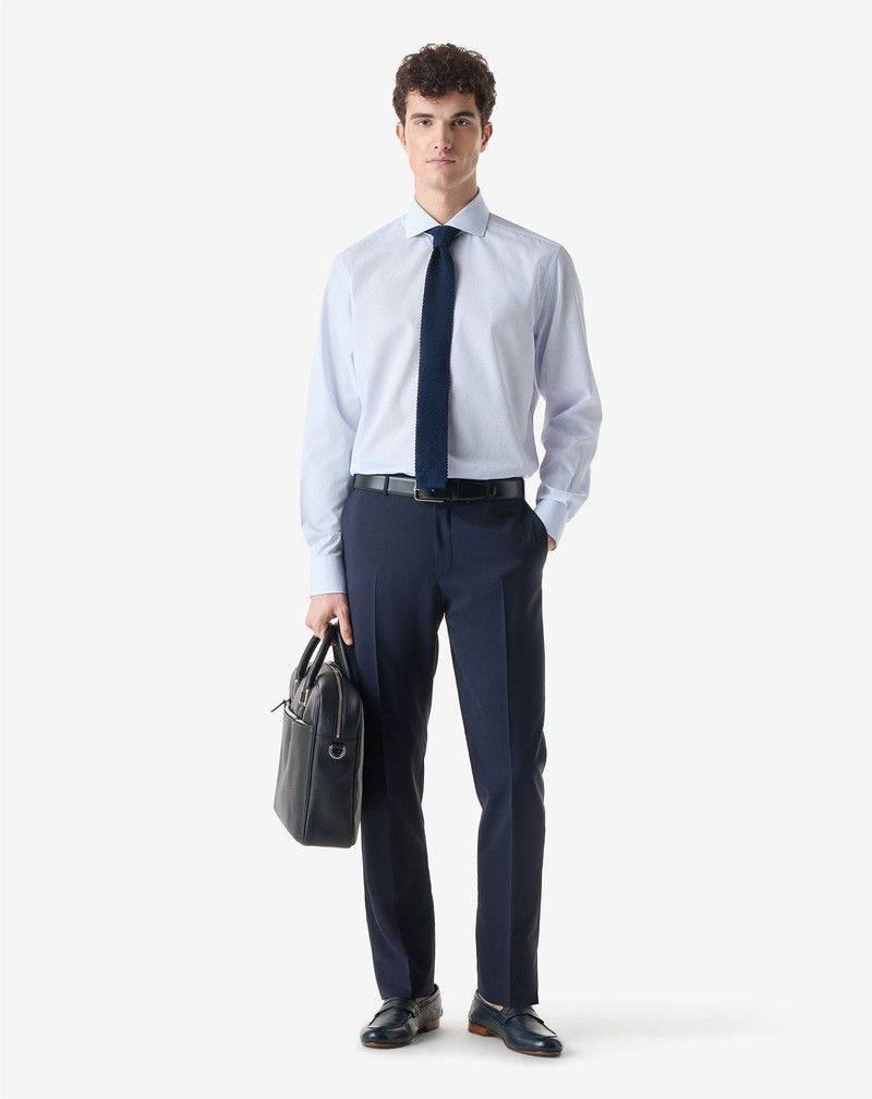 CORNELIANI Navy blue wool and mohair trousers outlook