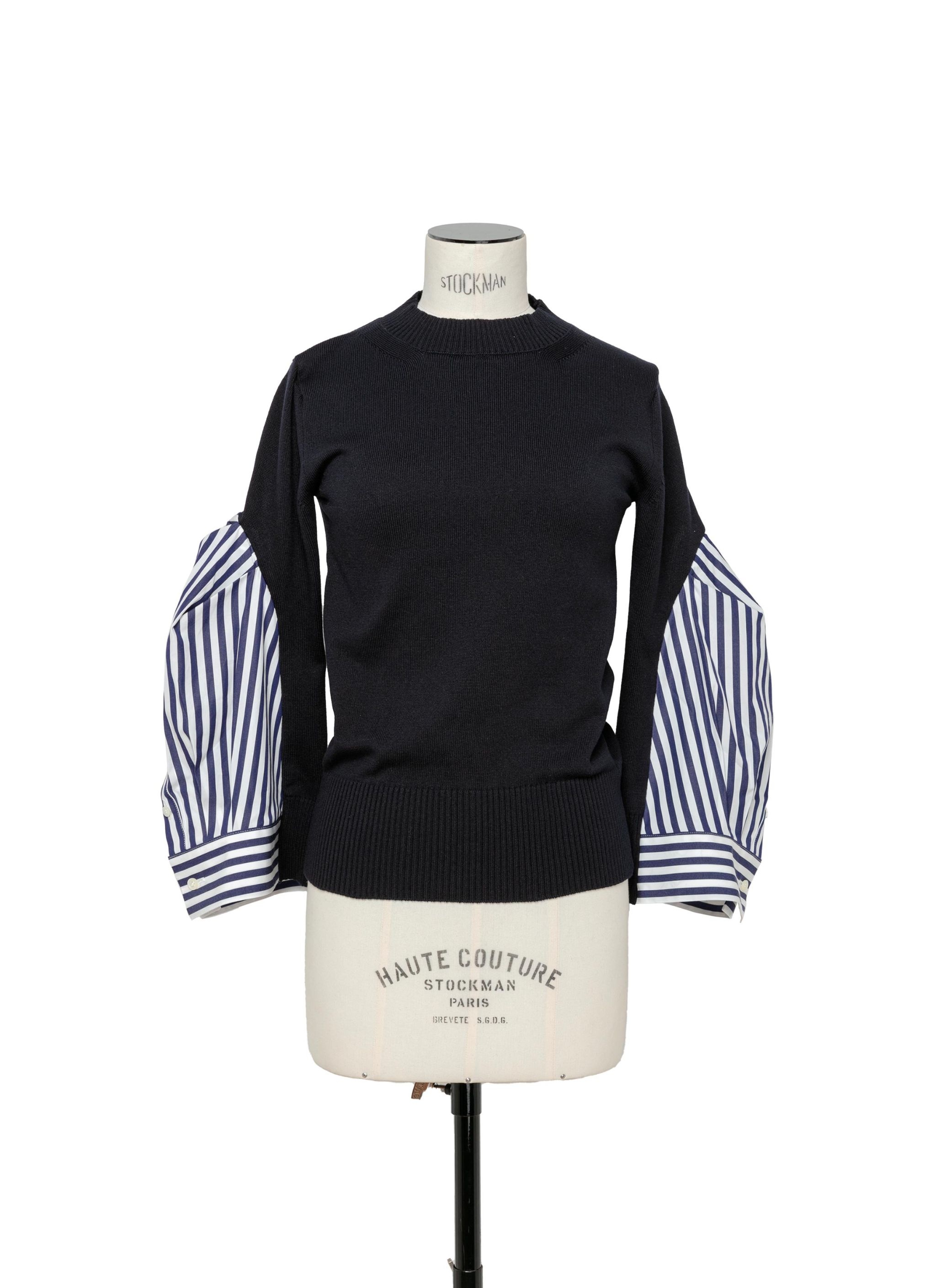 Cotton Poplin x Knit Pullover - 1