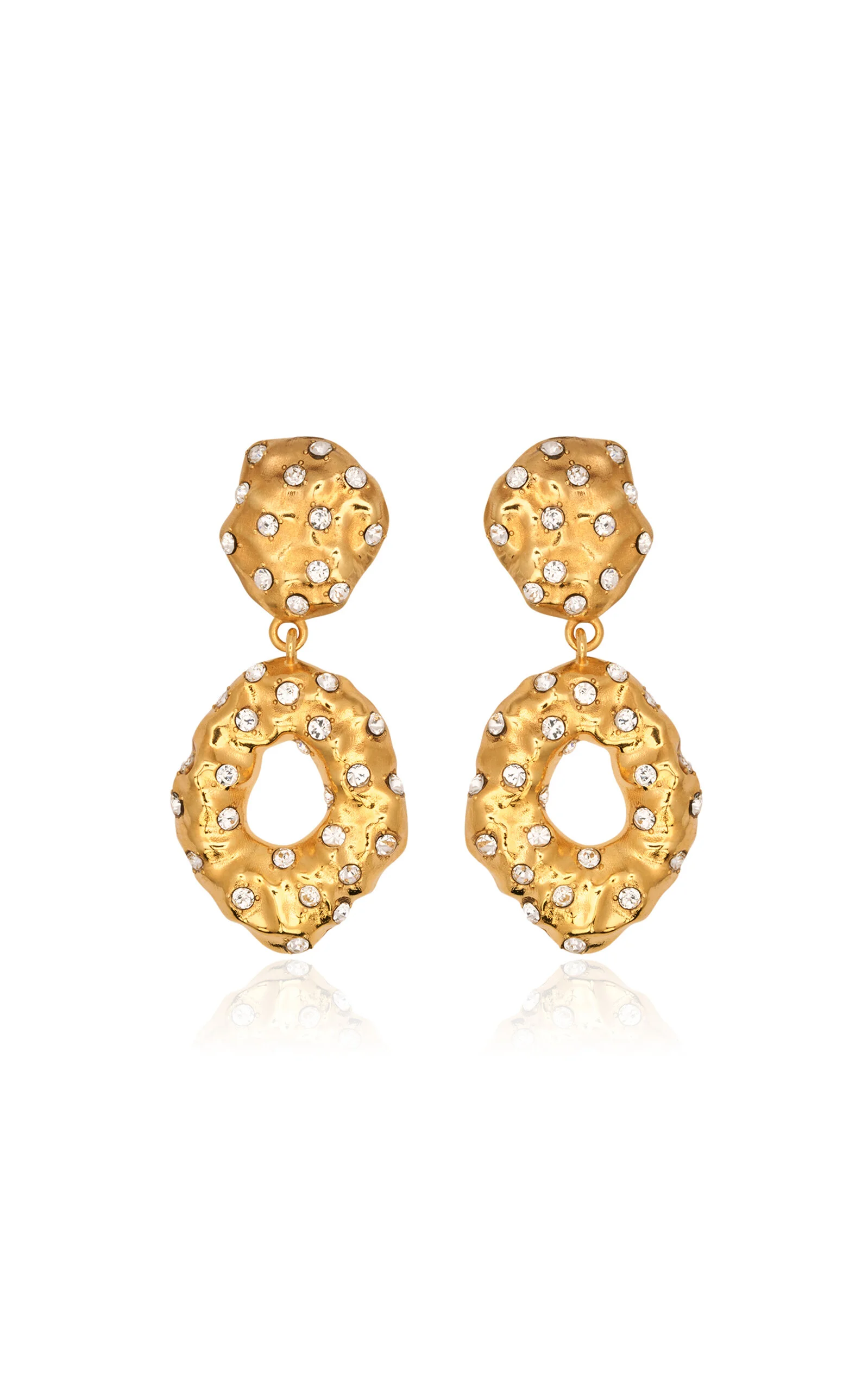 Hammered Stone Drop Earrings clear - 1