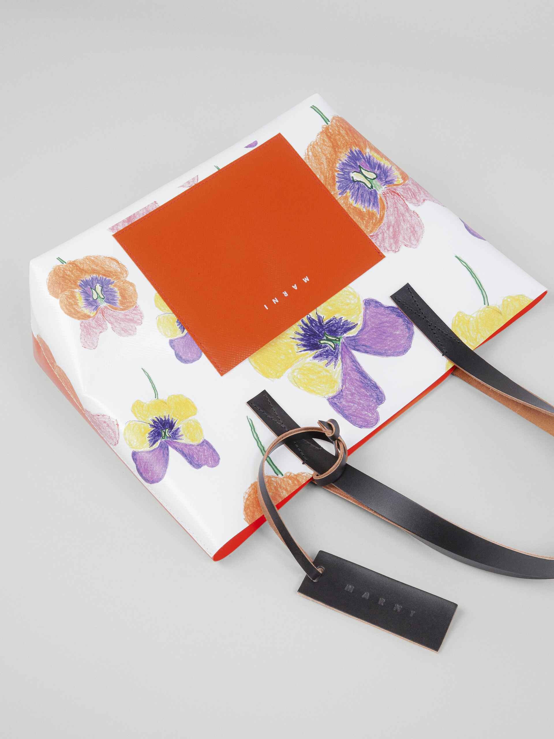 PANSIES PRINT ORANGE SHOPPING BAG - 4