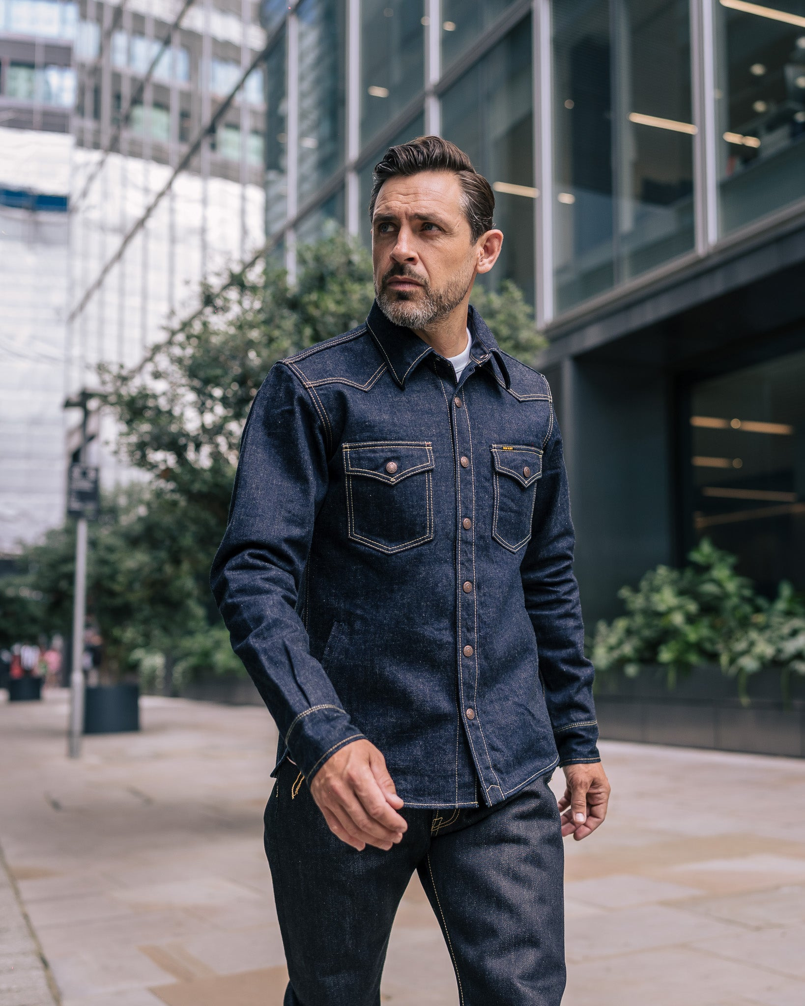 IHSH-292-IND 18oz Vintage Selvedge Denim CPO Shirt - Indigo - 4