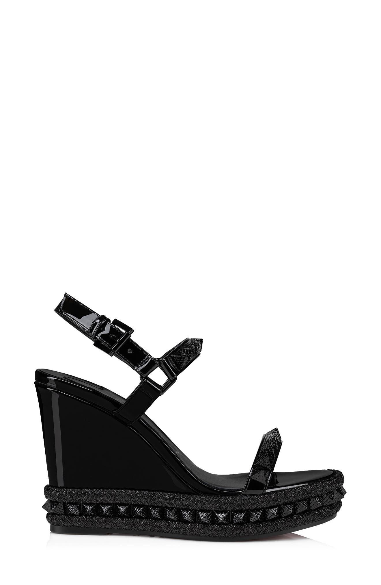 Christian Louboutin Pyraclou Wedge Sandal in Black/Lin Black at Nordstrom - 2