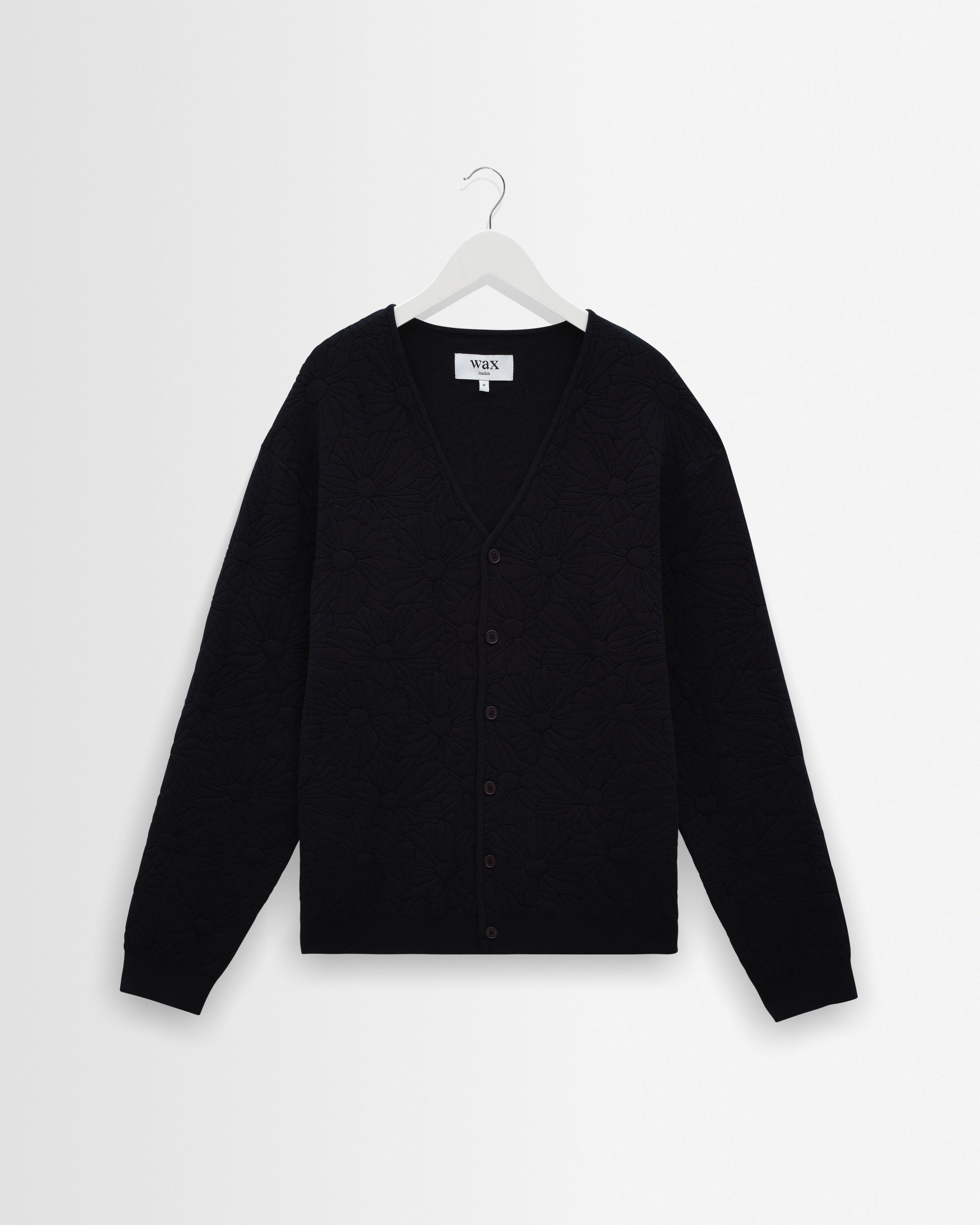 Alban - Navy And Black Floral Jacquard Cardigan - 1