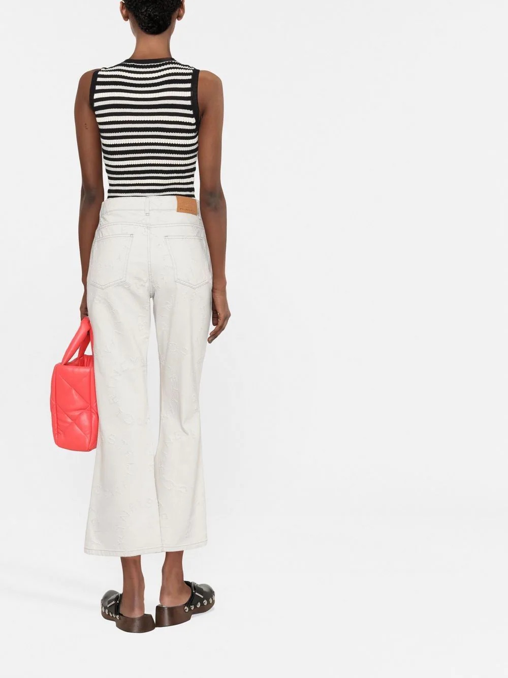 logo flared high-waisted trousers - 3