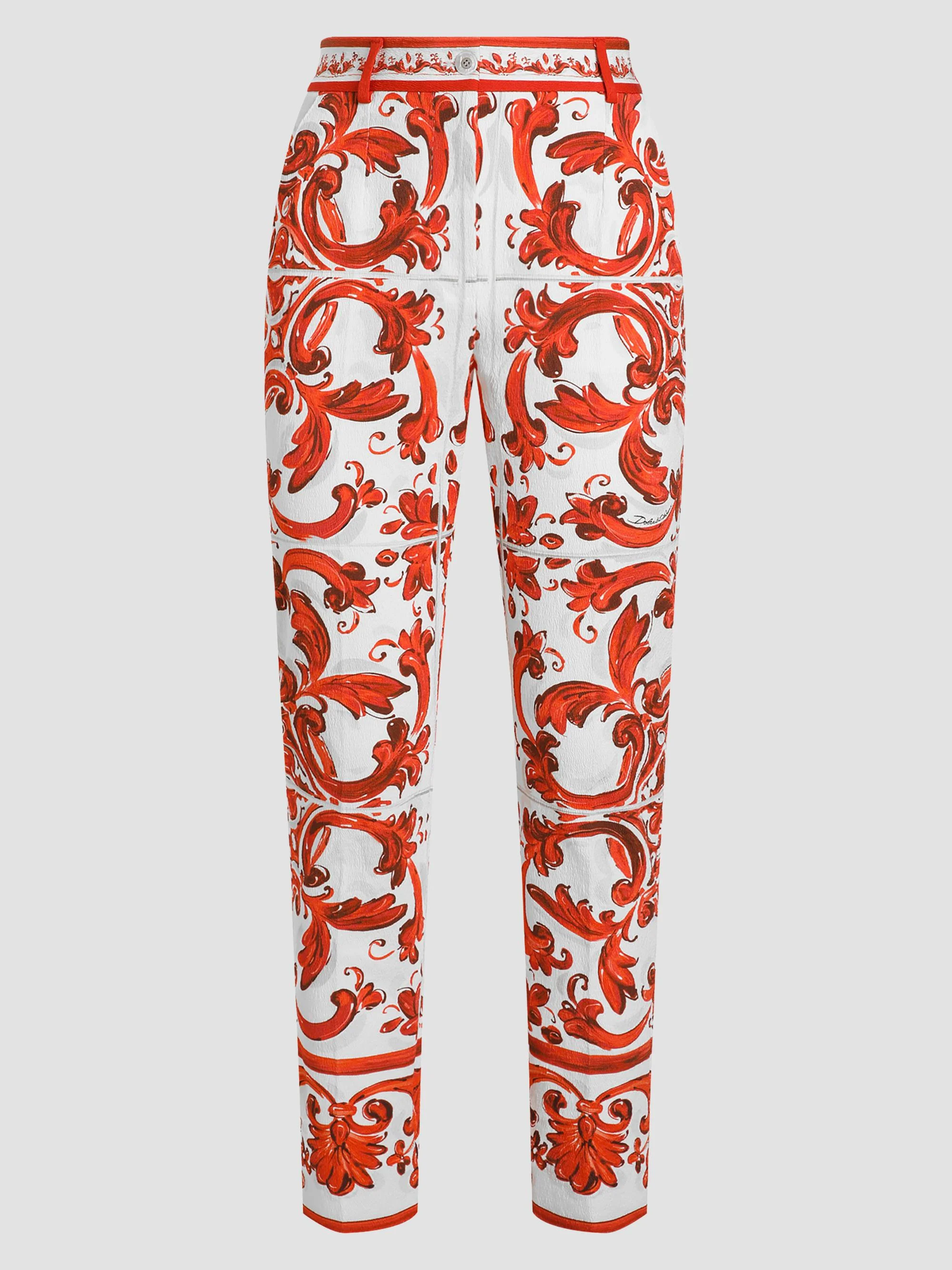 Women's Majolica-Print Brocade Crop Pants - Variante Abbinata - 1