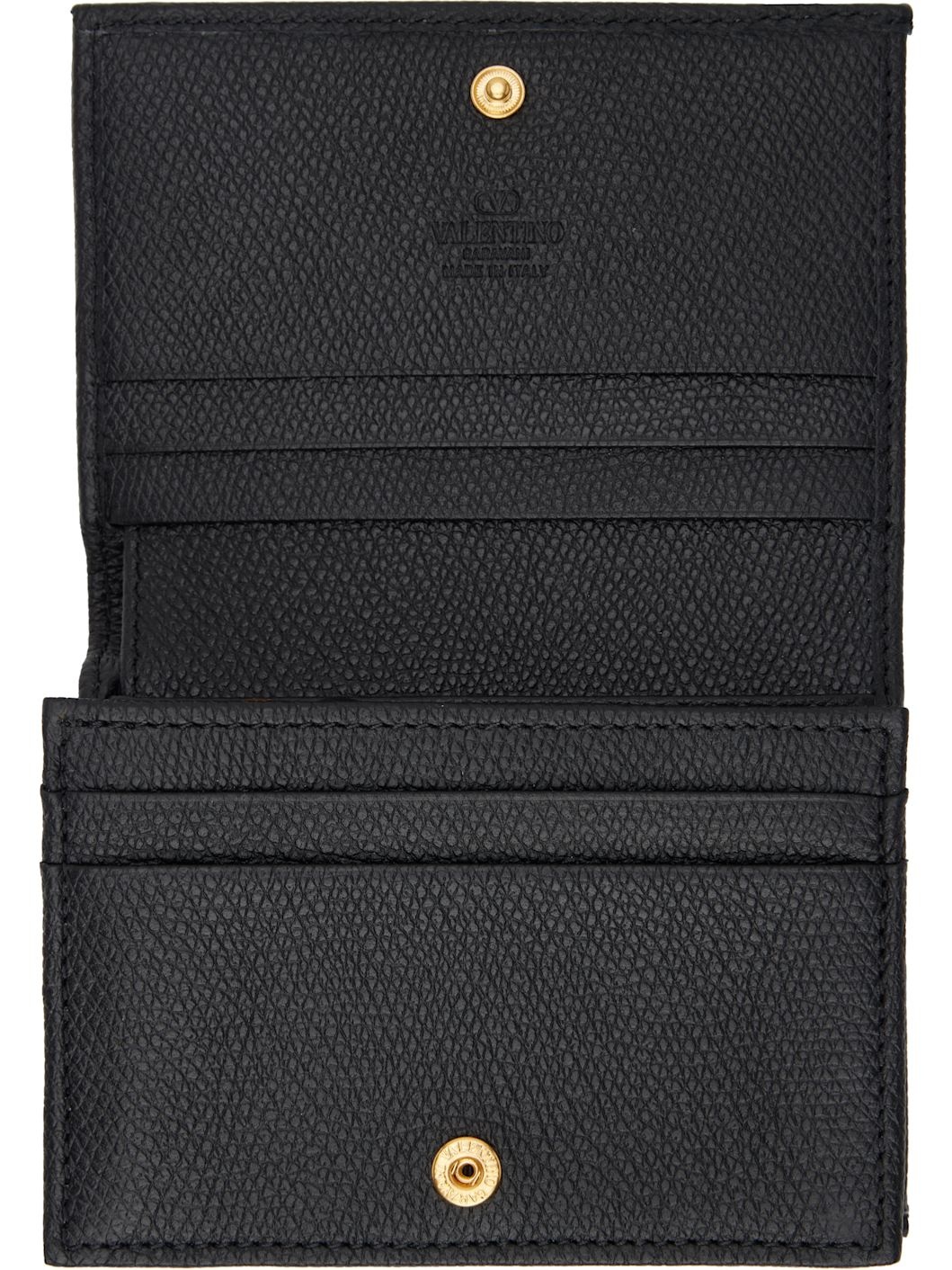 Black VLogo Signature Grainy Calfskin Wallet - 3