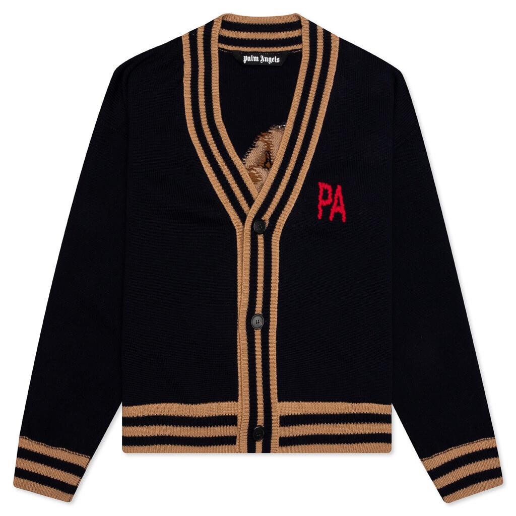 PALM ANGELS PA BEAR CARDIGAN - BLACK/BROWN - 1