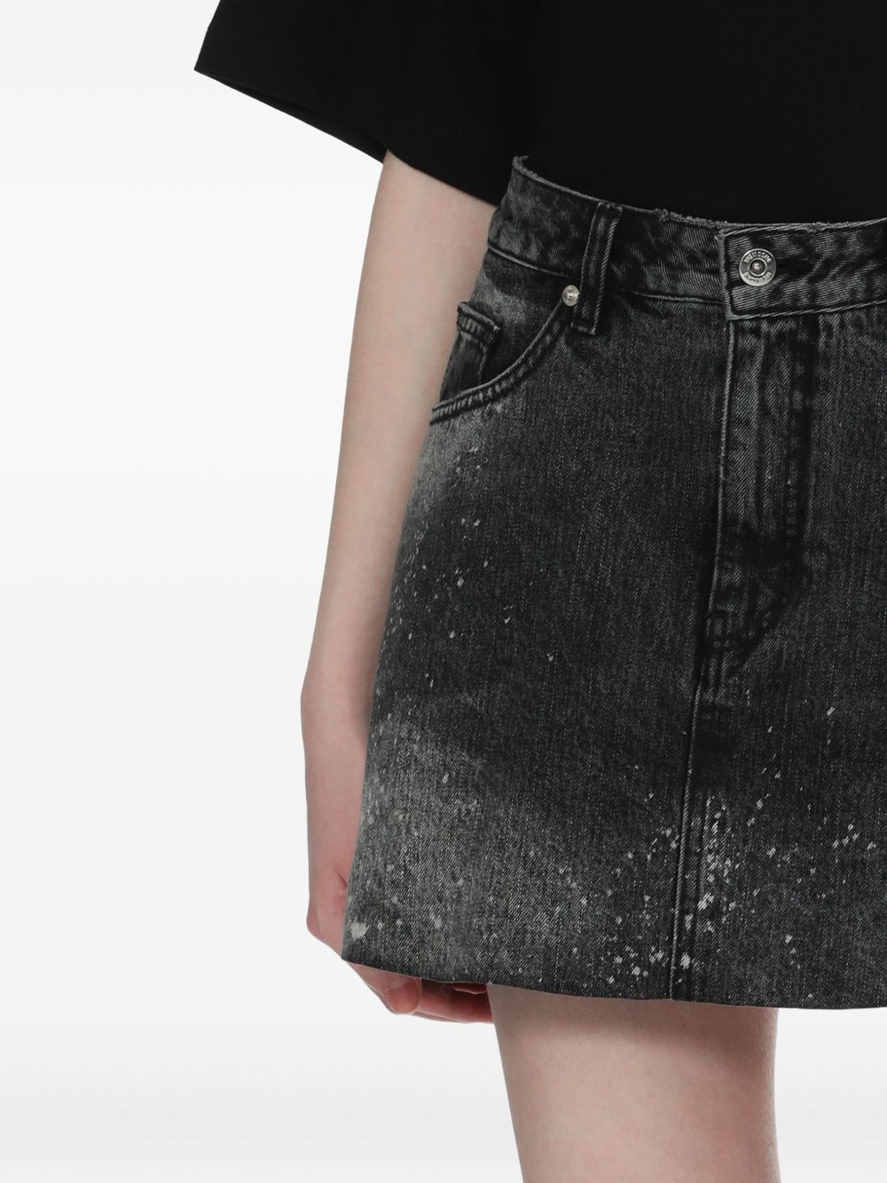paint-splatter denim skirt - 5