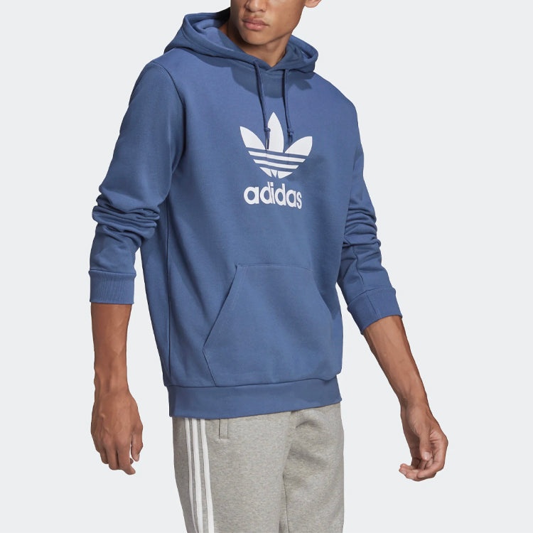 adidas originals Printing Logo hooded Long Sleeves Pullover Blue GN3460 - 4