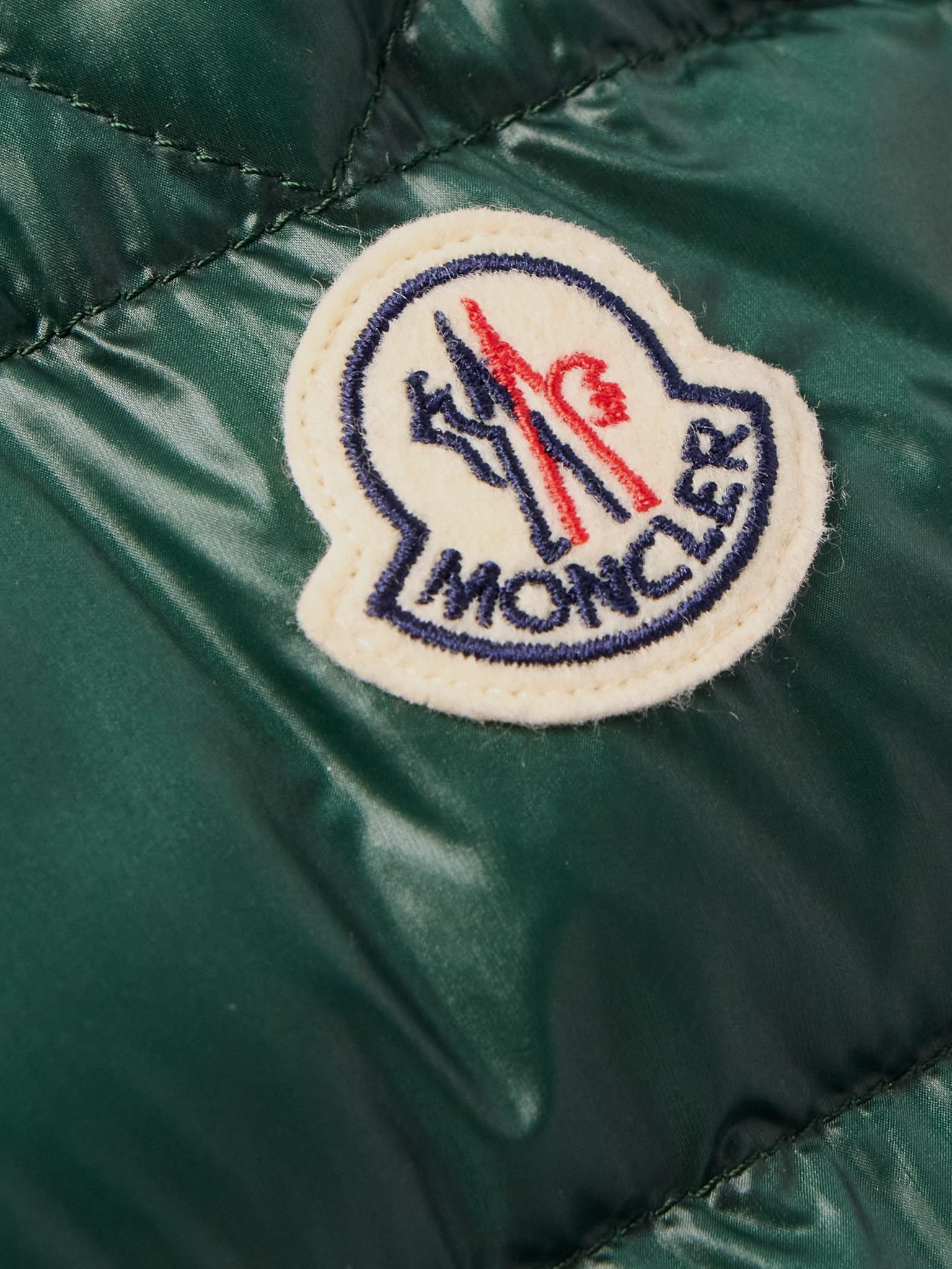 Acorus Logo-Appliquéd Quilted Glossed-Nylon Down Jacket Green - 5