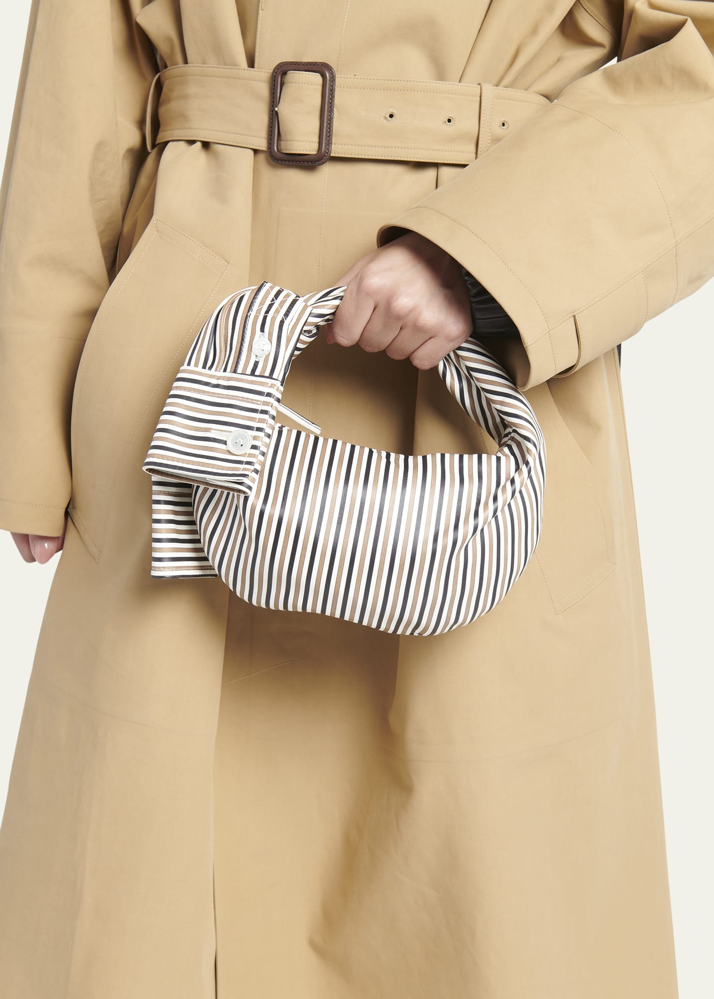 Jodie Mini Shirt Stripe-Print Top-Handle Bag - 2