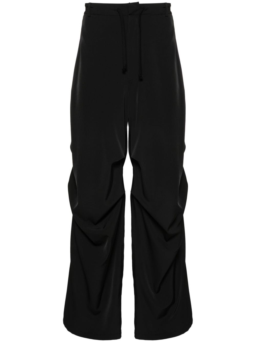 gathered-detail drawstring wide trousers - 1