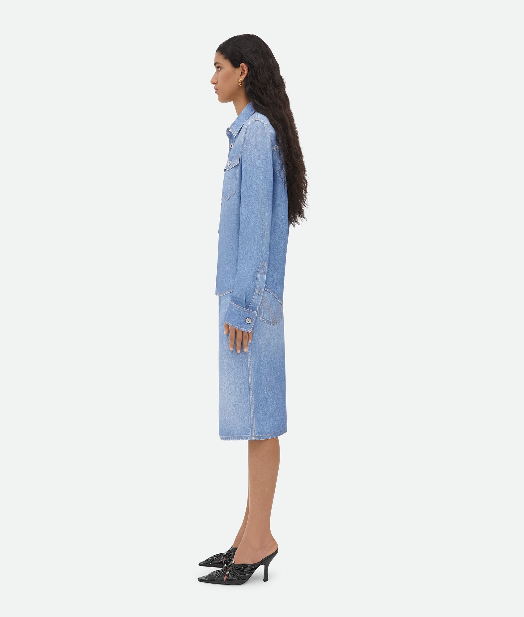 Printed Viscose And Silk Denim Shirt - 2