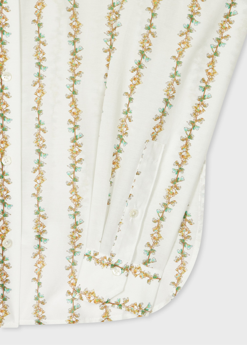 Paul Smith Women's White 'Infloressence' Cotton-Silk Shirt outlook