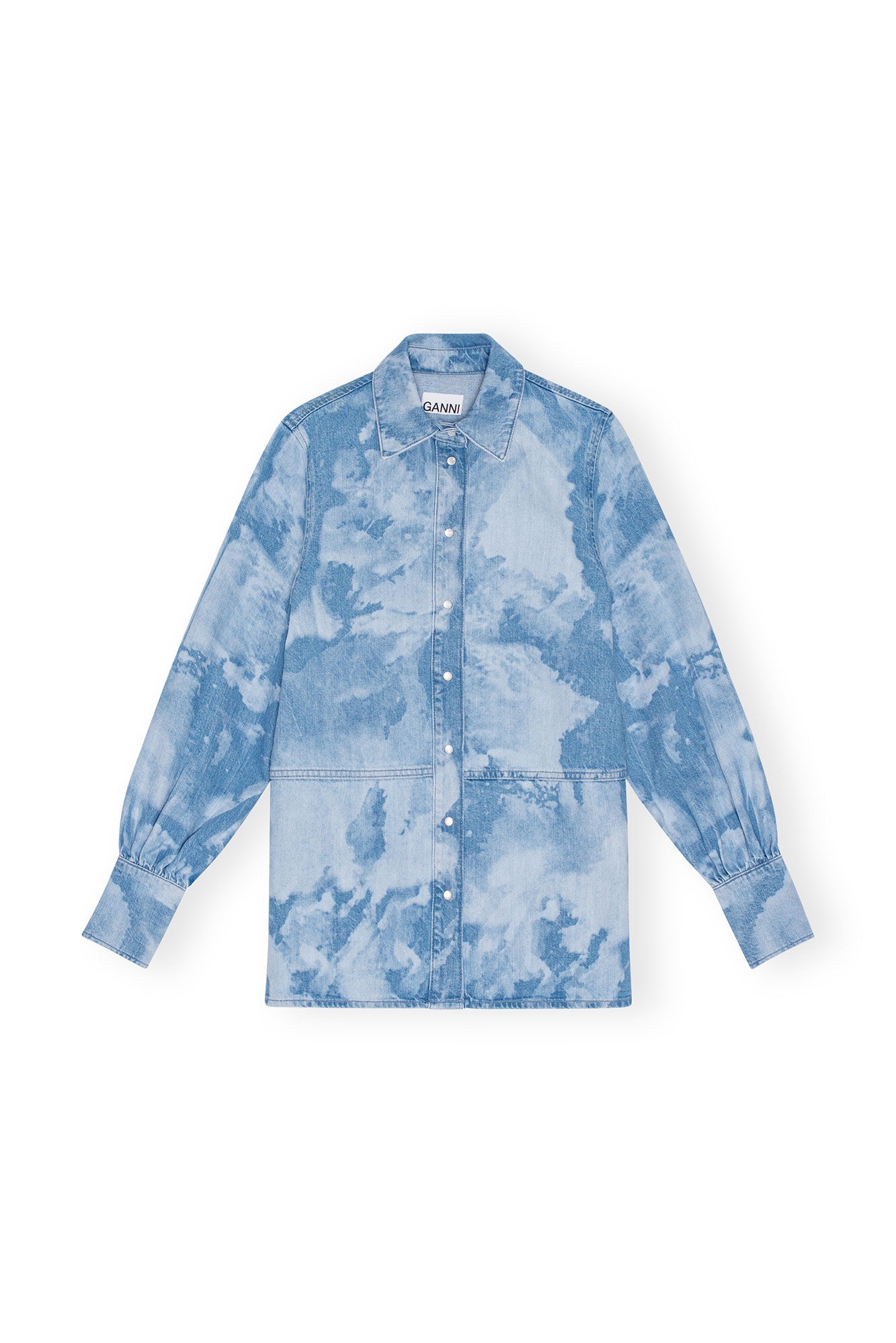 BLUE BLEACH DENIM SHIRT - 1