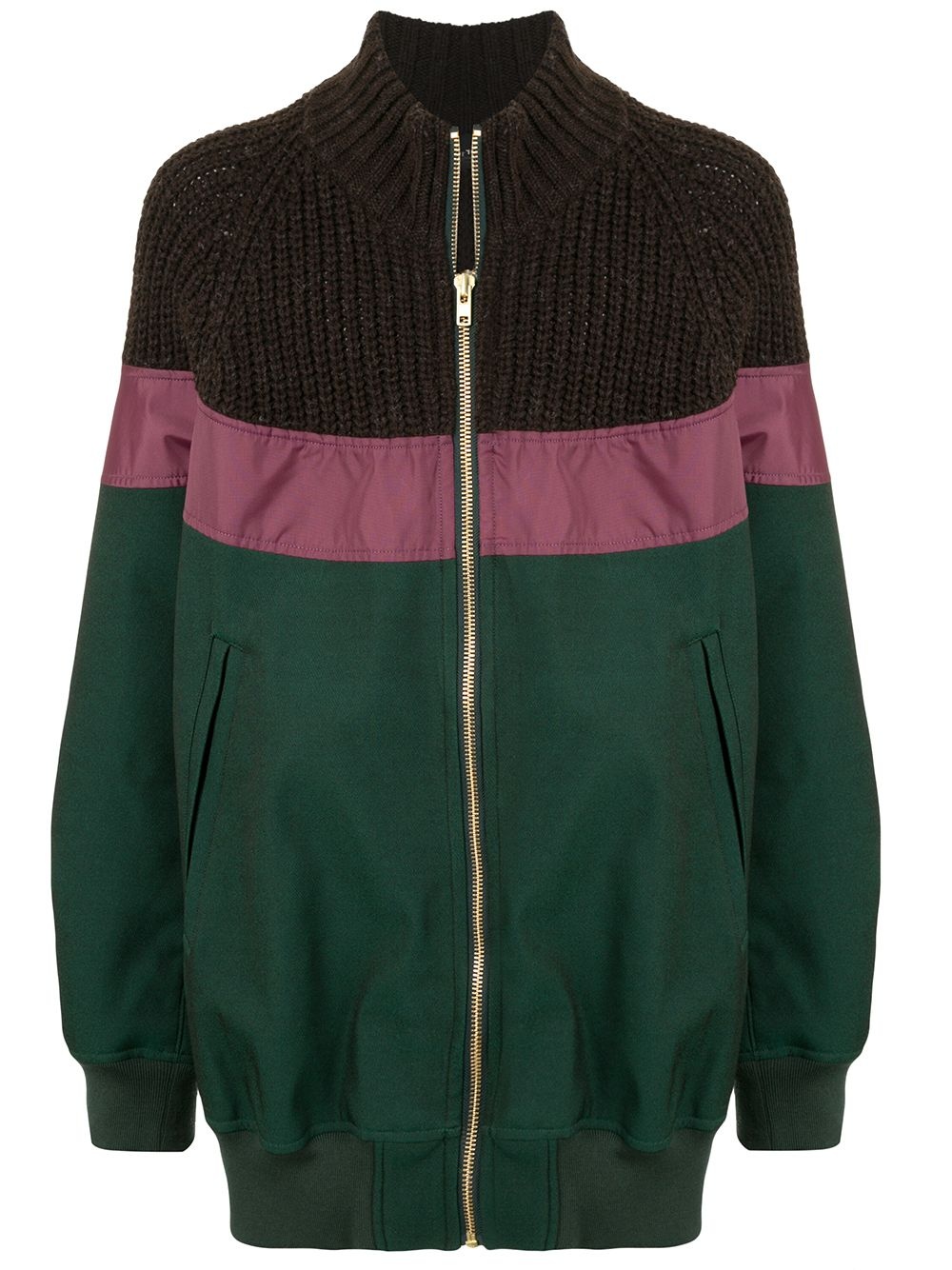 colour block knitted jacket  - 1