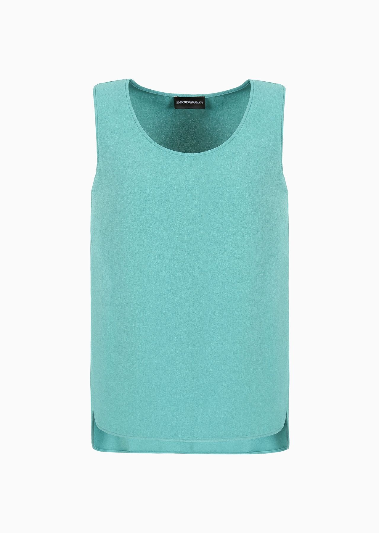 Stretch sablé fabric top with side slits - 1