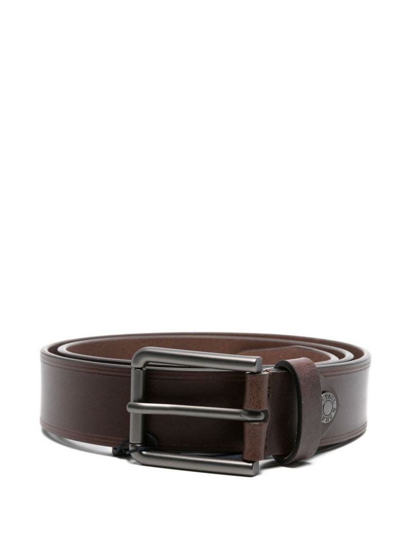 leather gunmetal-buckle belt 1