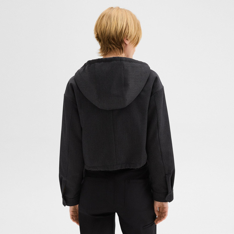 Cropped Zip-Up Hoodie in Wool-Blend Twill 4