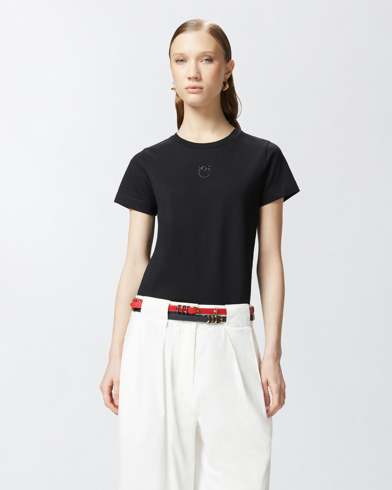 PINKO SHORT-SLEEVED T-SHIRT WITH EMBROIDERED LOGO outlook