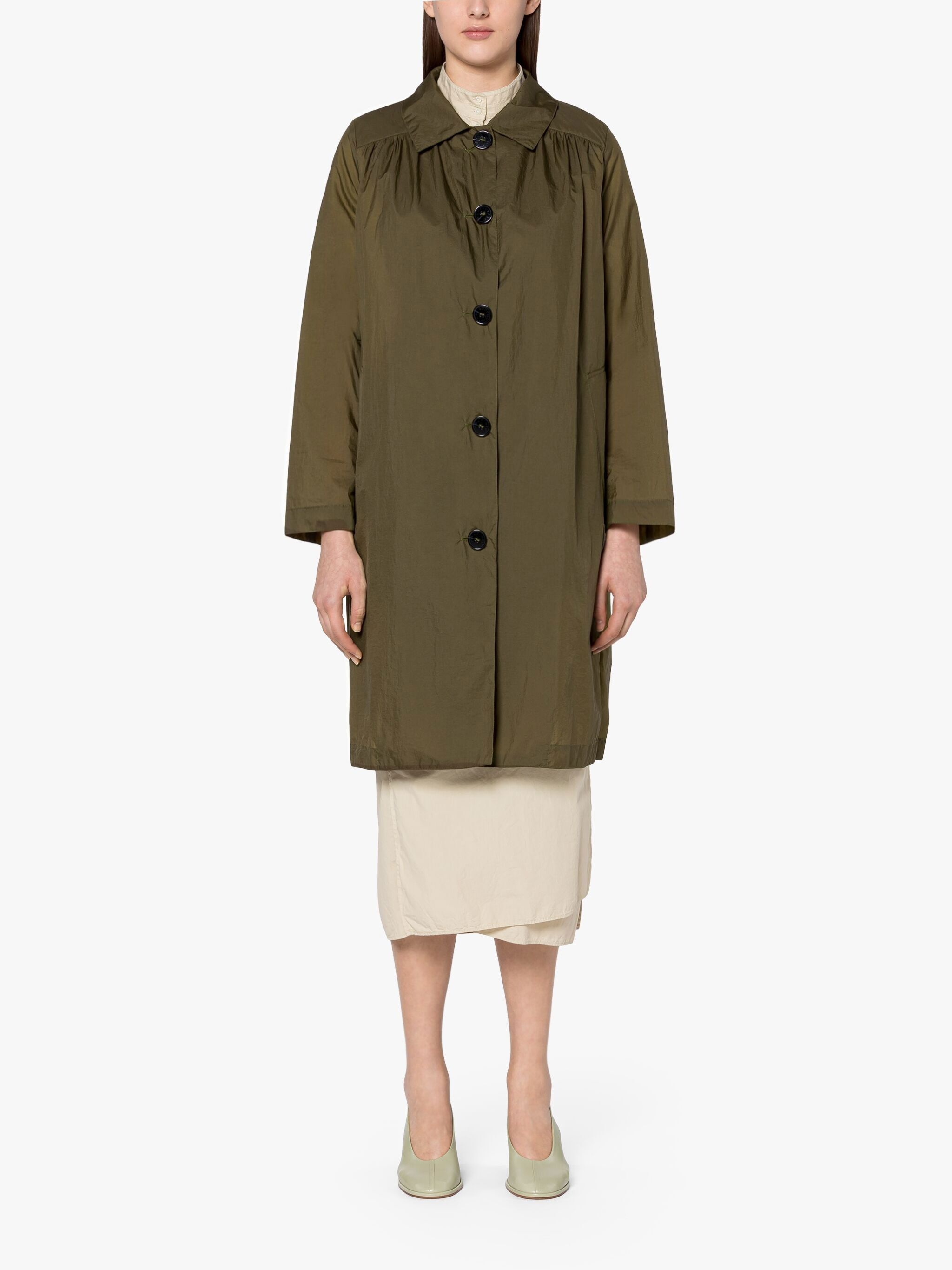 HANA KHAKI NYLON COAT - 3