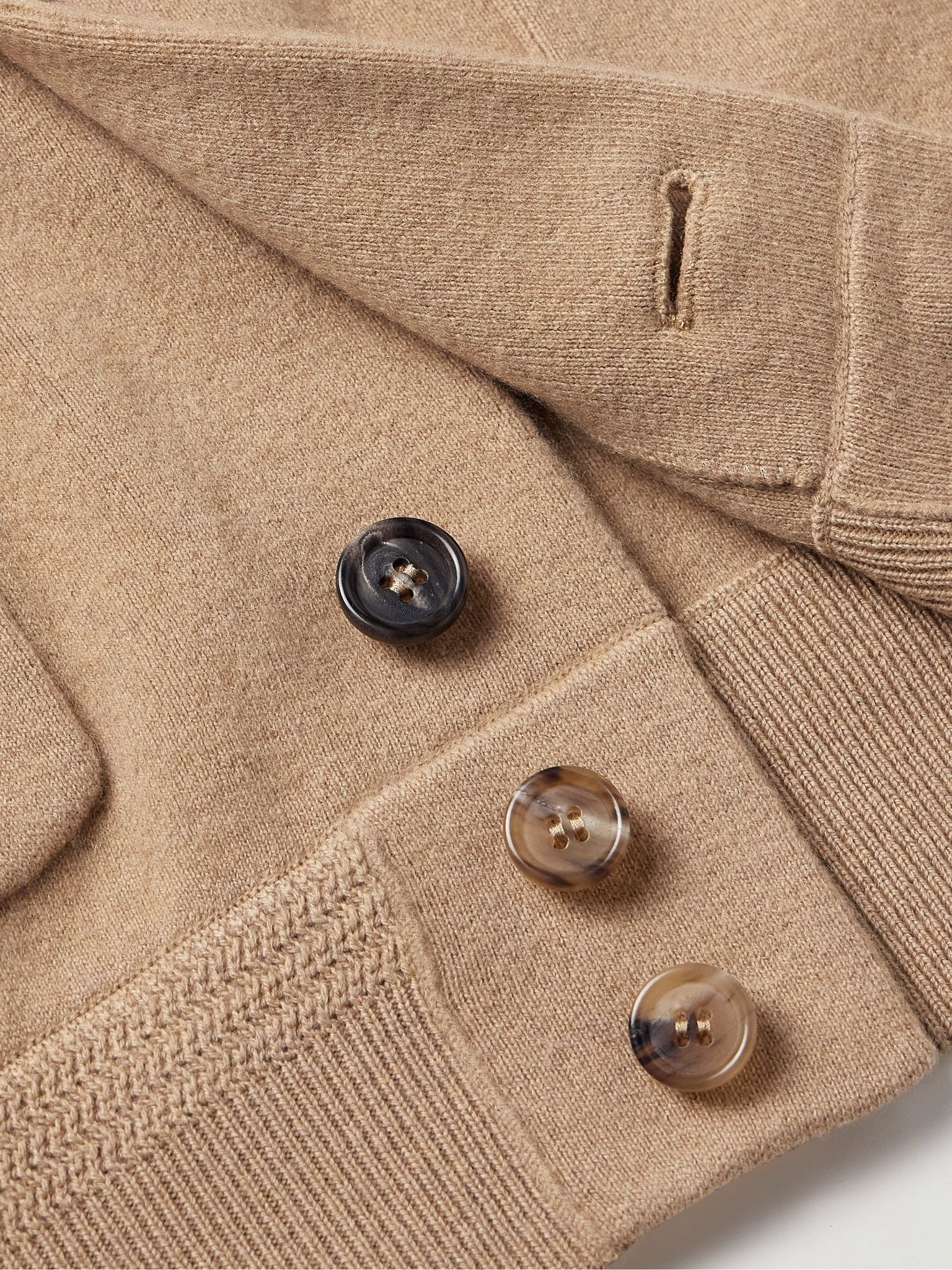 Boiled Wool and Cashmere-Blend Cardigan Brown - 5