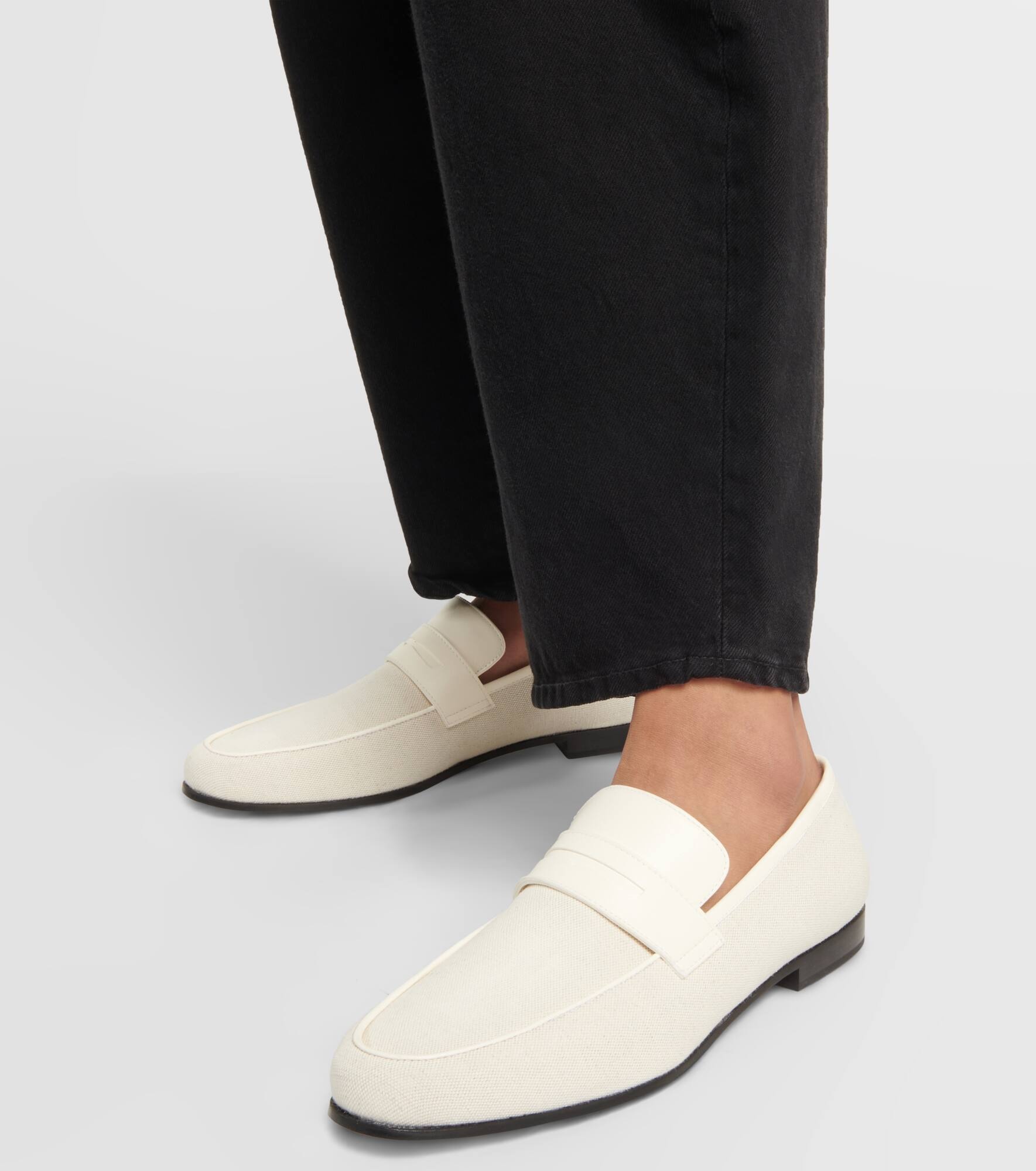 The Canvas leather-trimmed loafers - 4