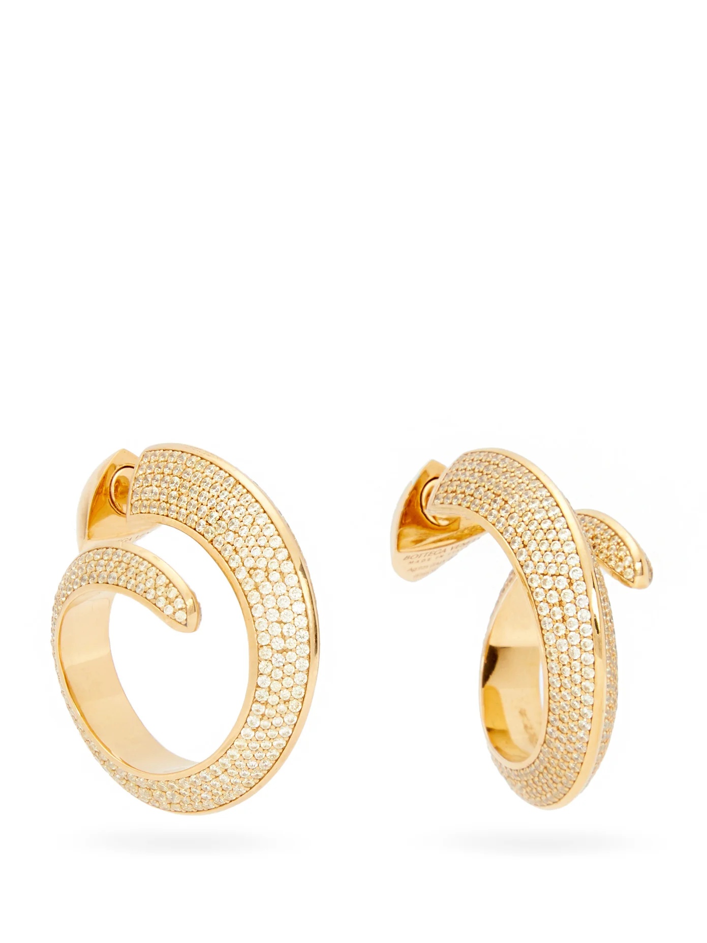 Pavé-crystal gold-plated silver hoop earrings - 1