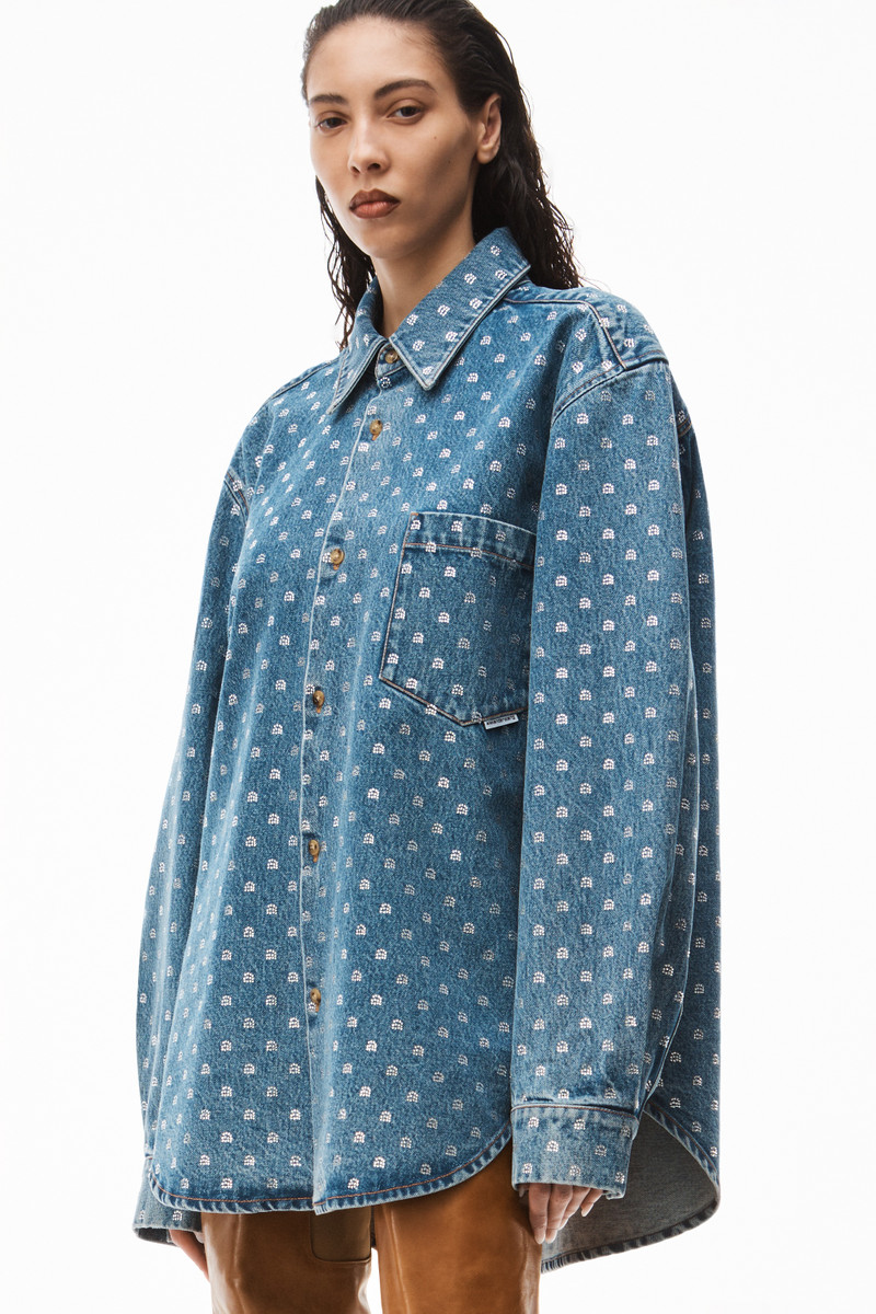CRYSTAL A UNISEX OVERSIZED DENIM SHIRT 3