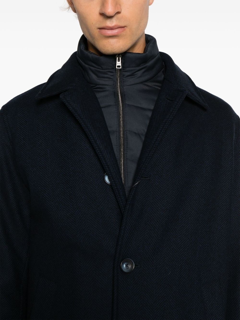 single-breasted layered coat - 5
